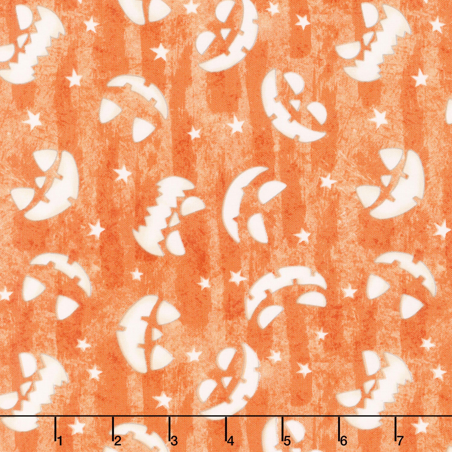 Ghosts in the Graveyard - Jack o Lantern Faces Glow Orange Yardage