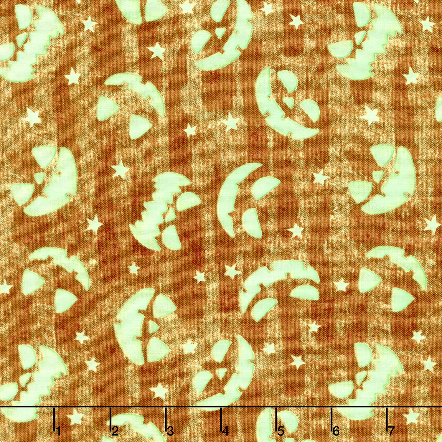 Ghosts in the Graveyard - Jack o Lantern Faces Glow Orange Yardage - Image 2