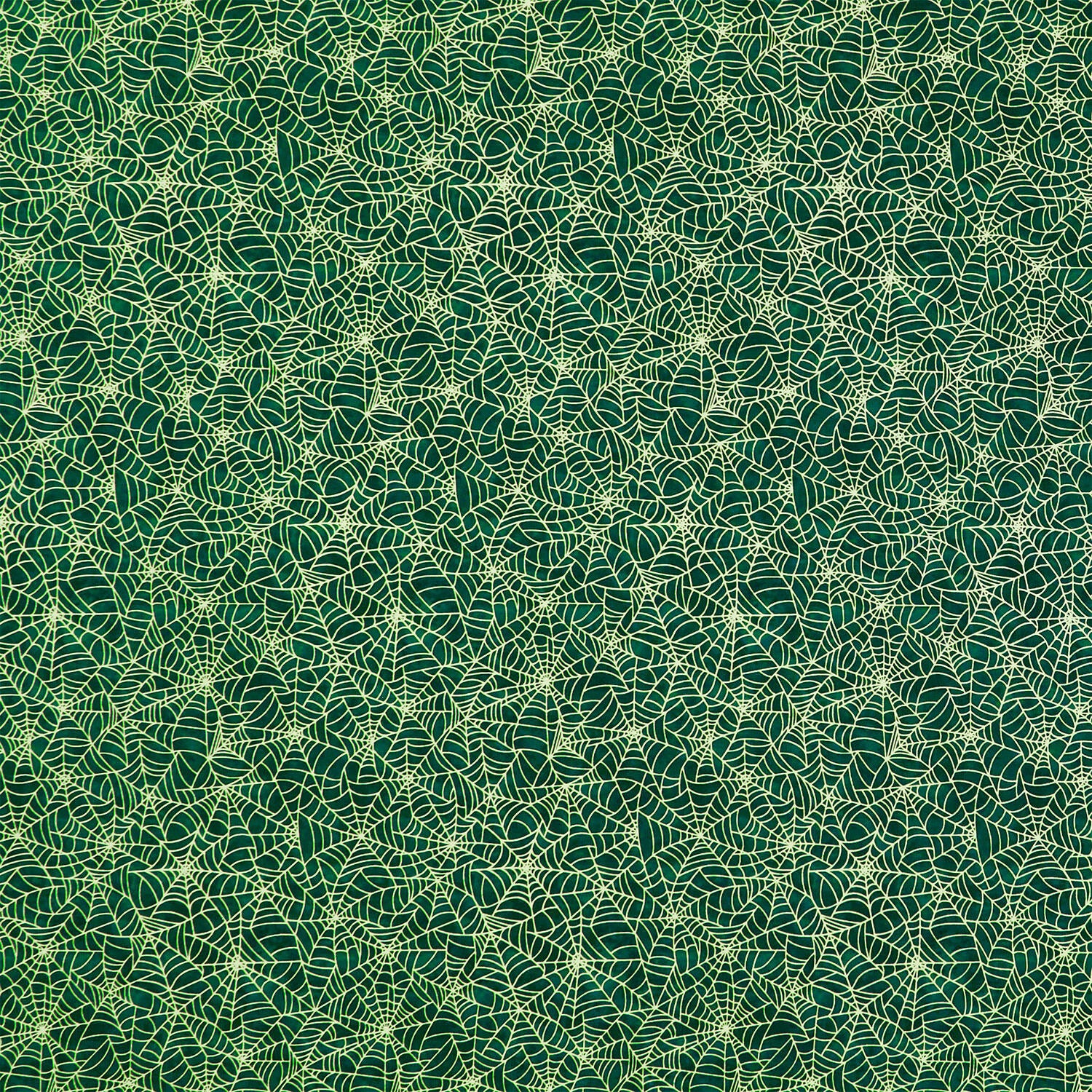 Ghosts in the Graveyard - Spiderweb Glow Black Yardage - Image 2