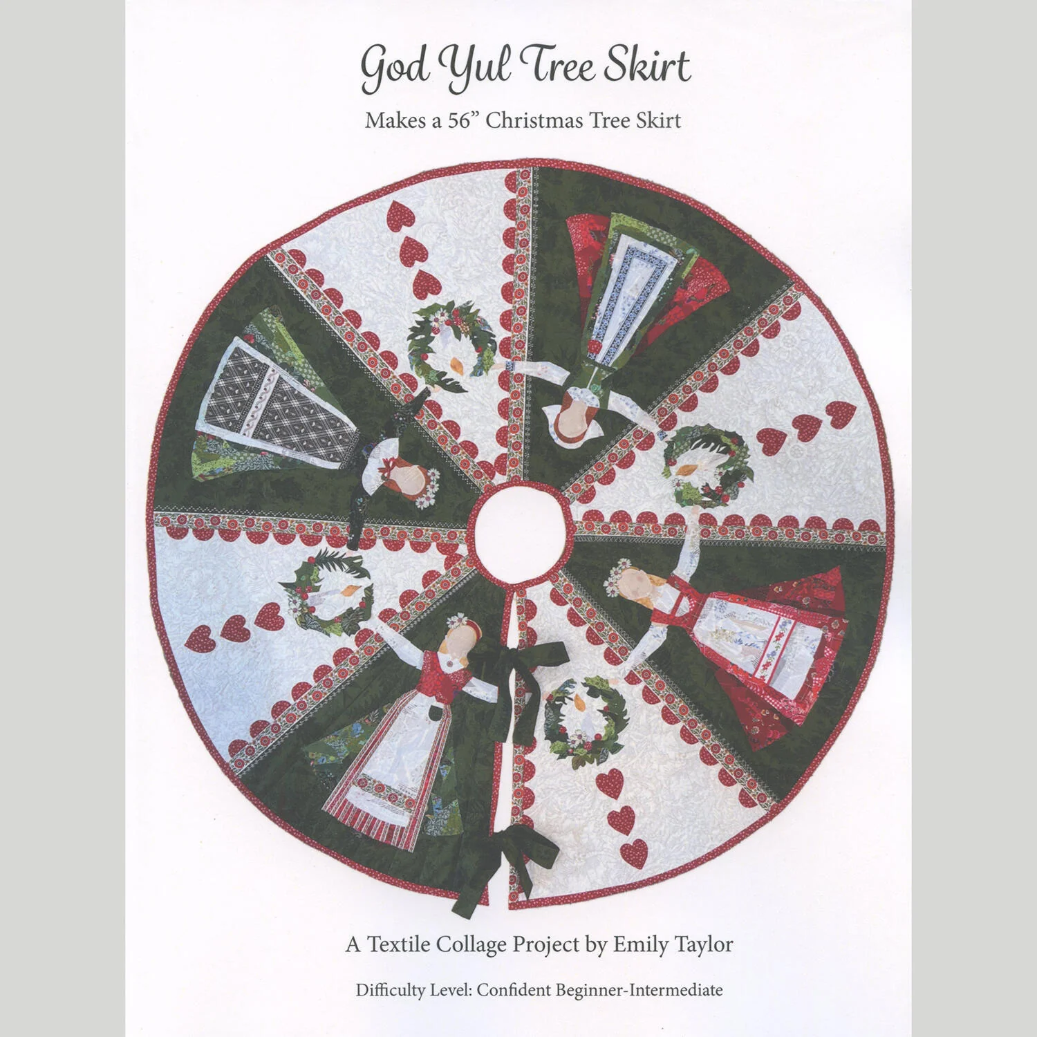 God Jul Tree Skirt Parchment Pressing Collage Pattern