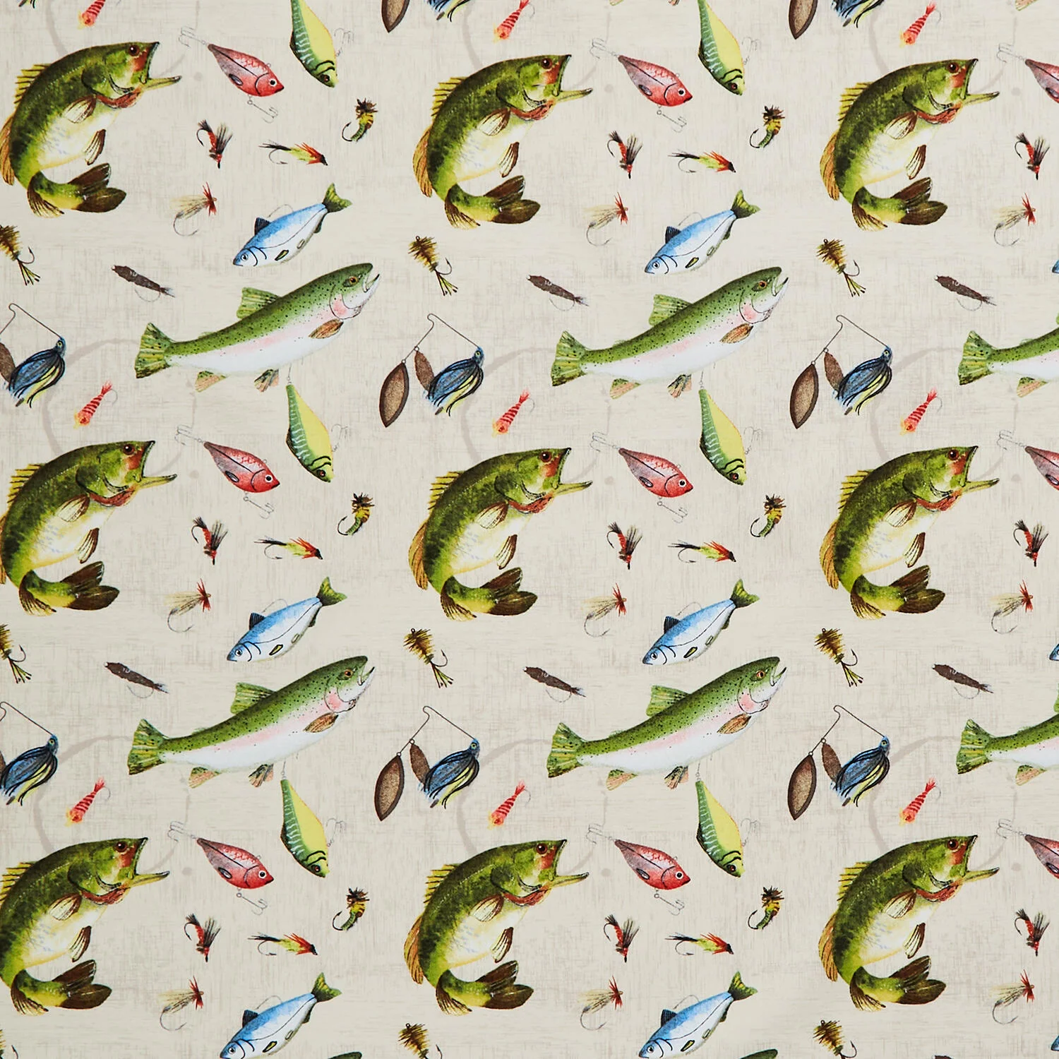 Gone Fishing - Fish and Lure Toss Cream Yardage