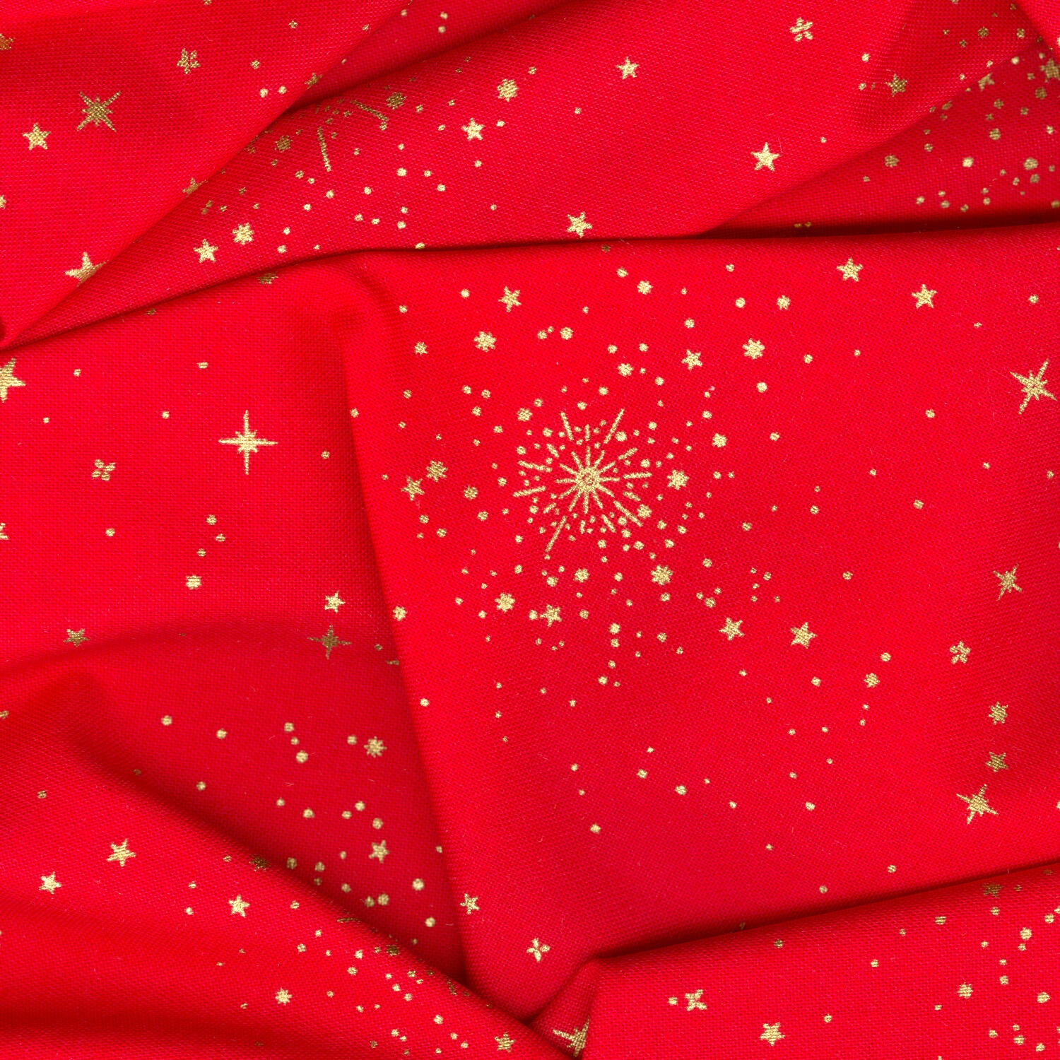 Good Tidings - Christmas Star Red Metallic Yardage - Image 2