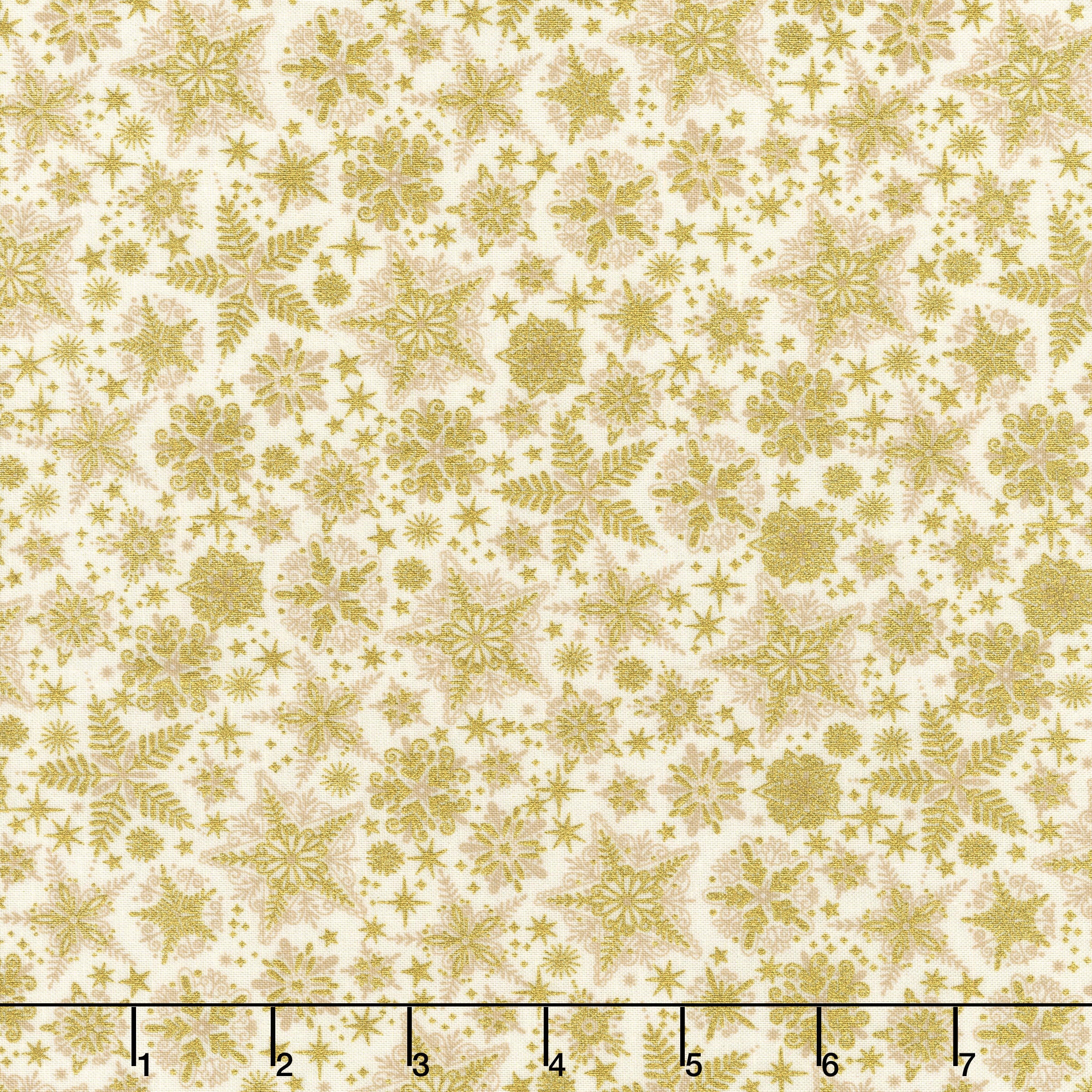 Good Tidings - Frosty Cream Metallic Yardage