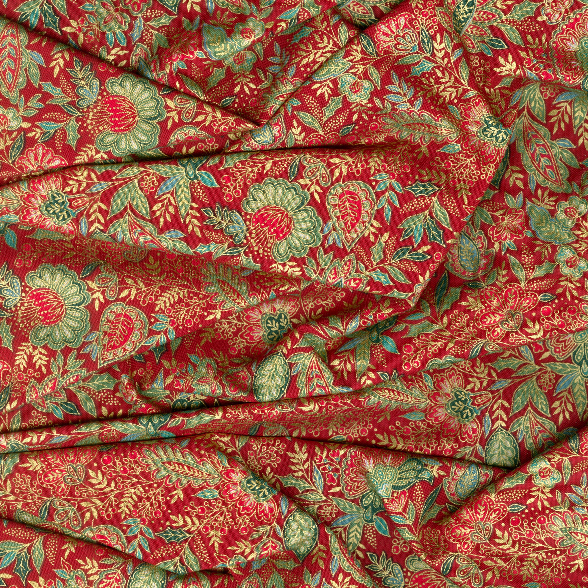 Good Tidings - Sarasa Red Metallic Yardage - Image 2