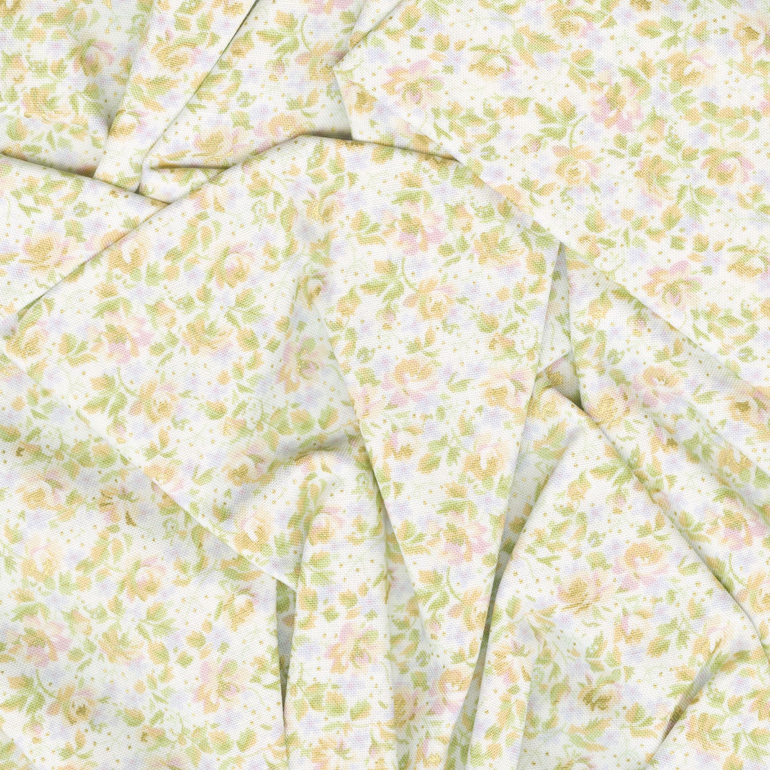 Grand Entrance - Packed Floral Metallic Cream Yardage - Image 2