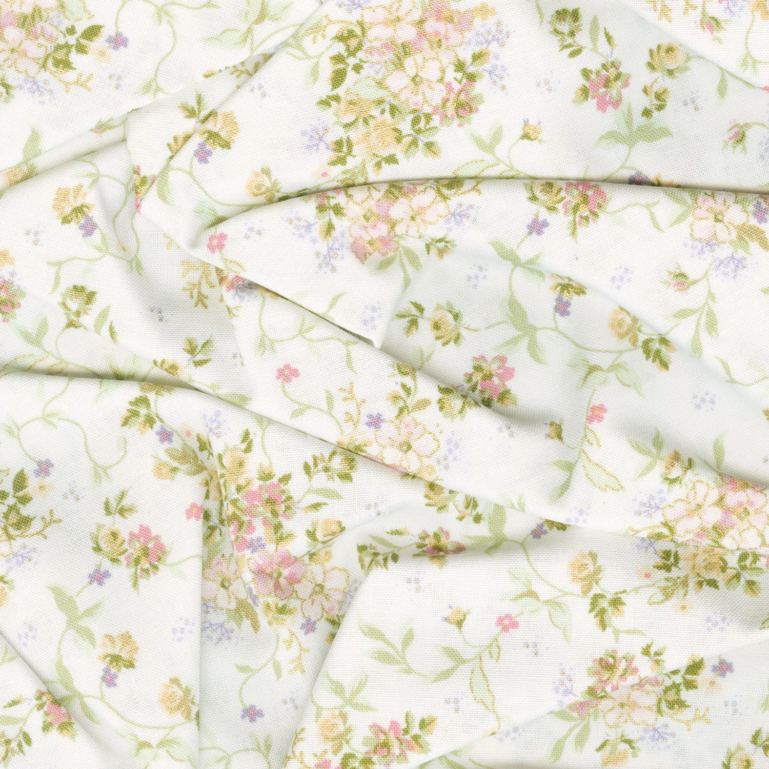 Grand Entrance - Scattered Bouquet Cream Metallic Yardage - Image 2