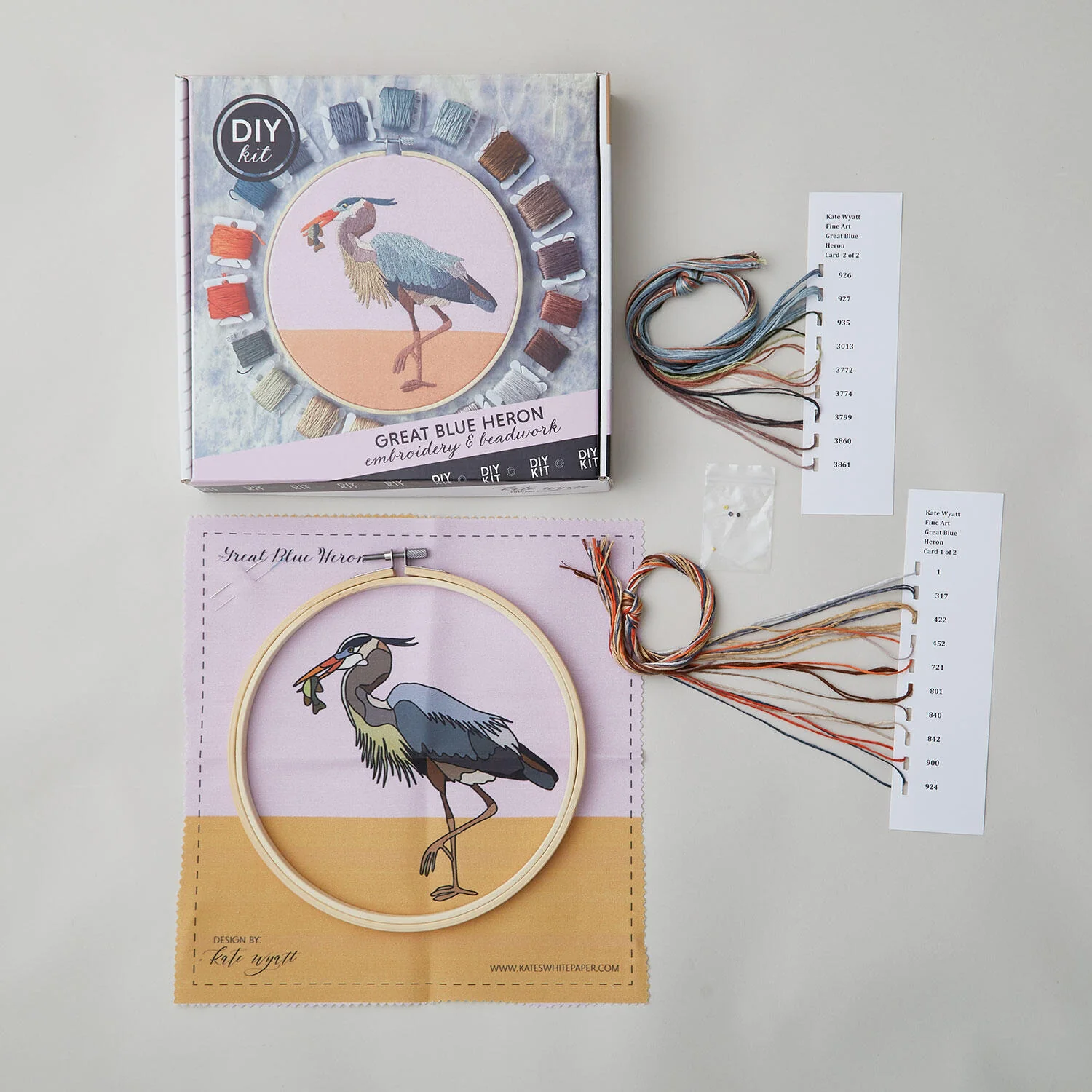 Great Blue Heron Embroidery and Beadwork Kit - Image 4