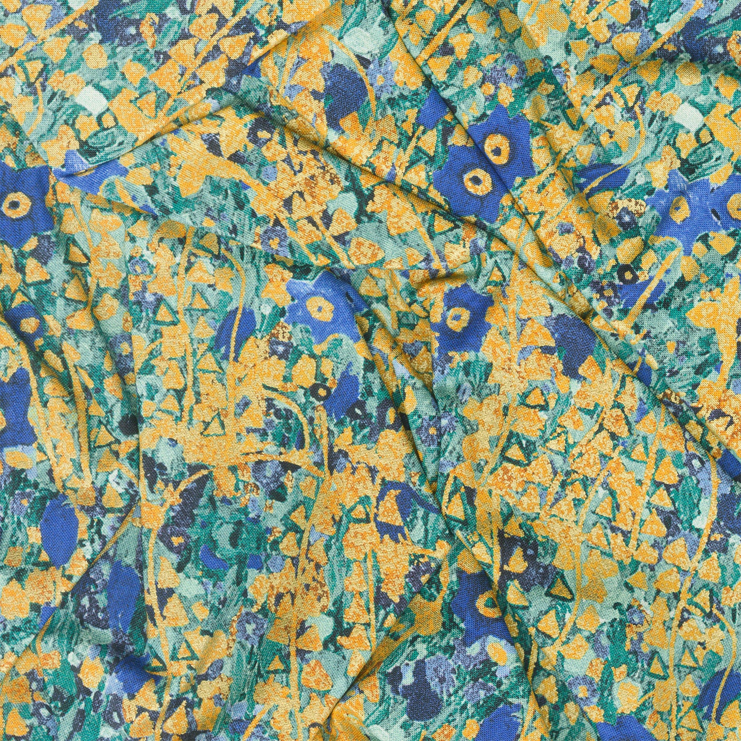 Gustav Klimt - Flowers Cobalt Metallic Yardage - Image 2
