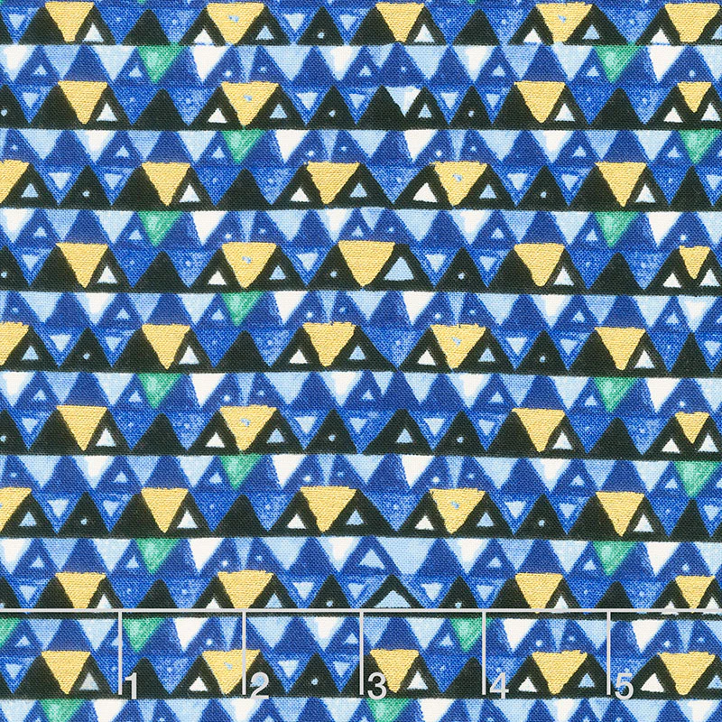 Gustav Klimt - Triangles Sapphire Metallic Yardage
