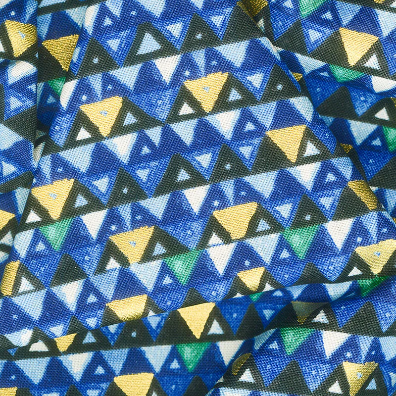 Gustav Klimt - Triangles Sapphire Metallic Yardage - Image 2