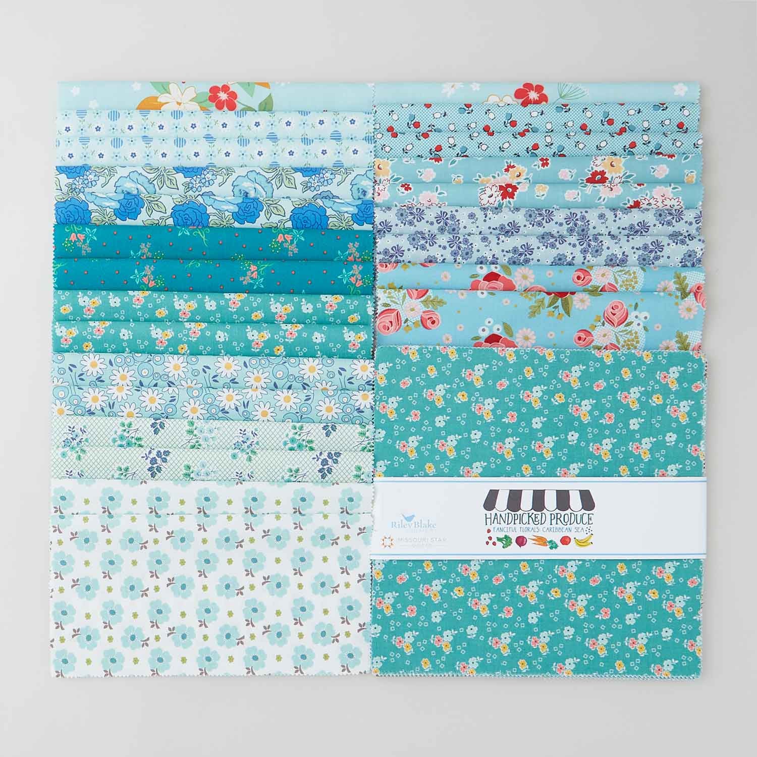 Handpicked Produce - Fanciful Florals Caribbean Sea 10" Stackers 24 pcs.