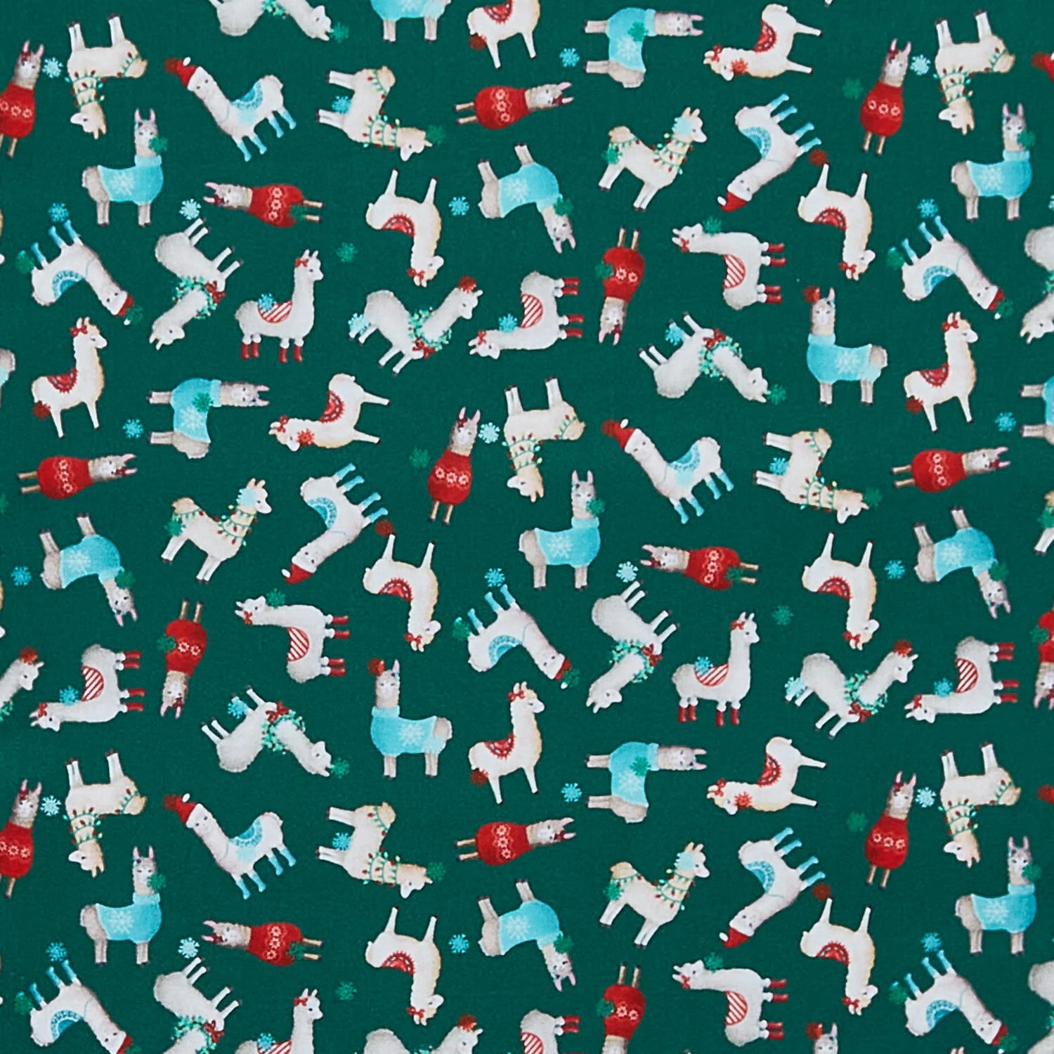 Happy Llamadays - Little Llamas Dark Green 2 Yard Cut - Image 2