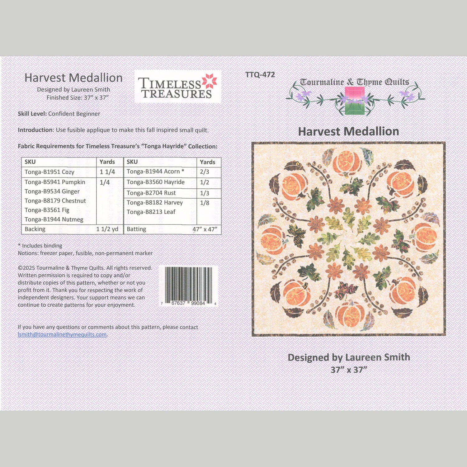 Harvest Medallion Wall Hanging Pattern