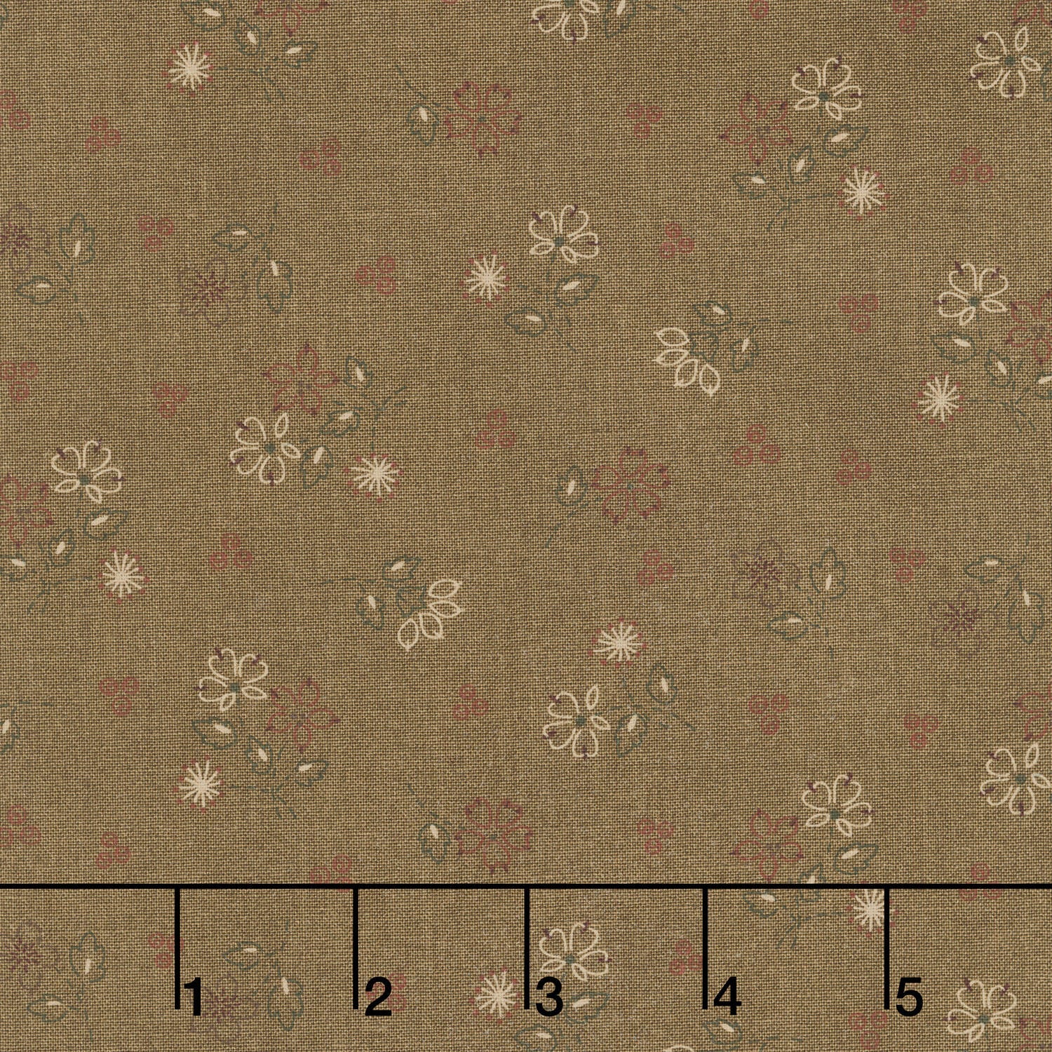 Hearth and Home - Stitched Floral Brown Yardage