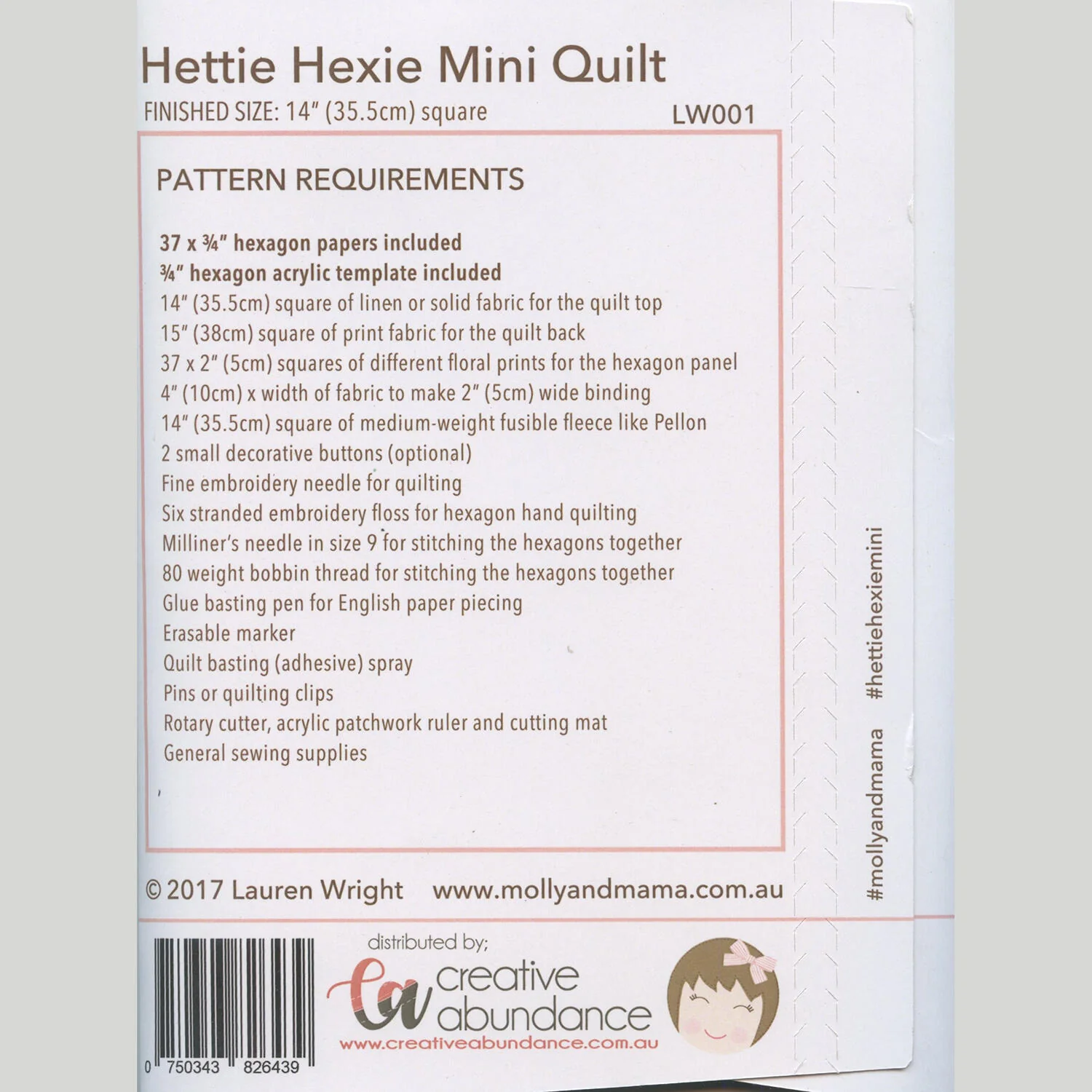 Hettie Hexie Mini Quilt Pattern with English Paper Piece Pack and Template - Image 2