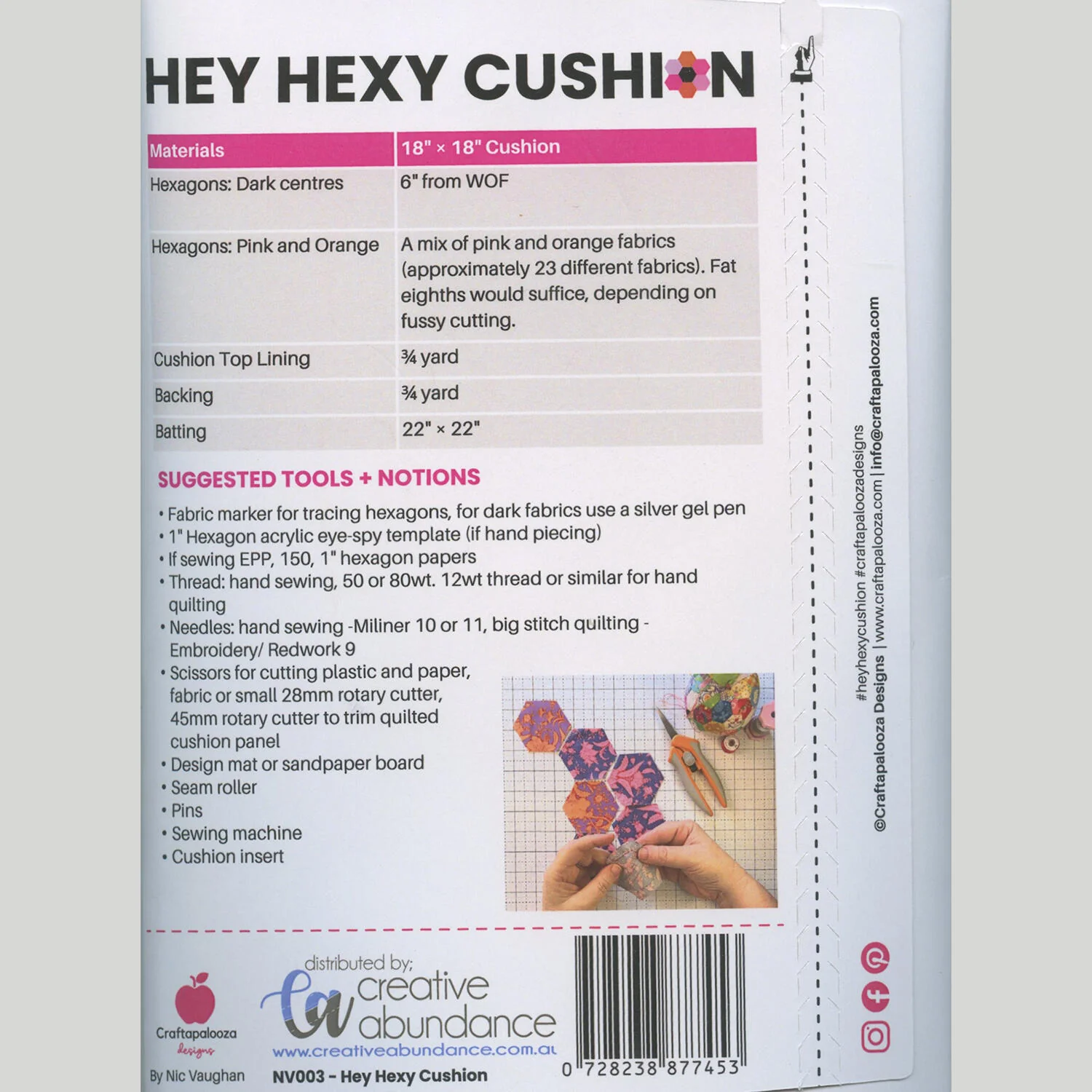 Hey Hexy Cushion Pattern with English Paper Piece Pack and Template - Image 2