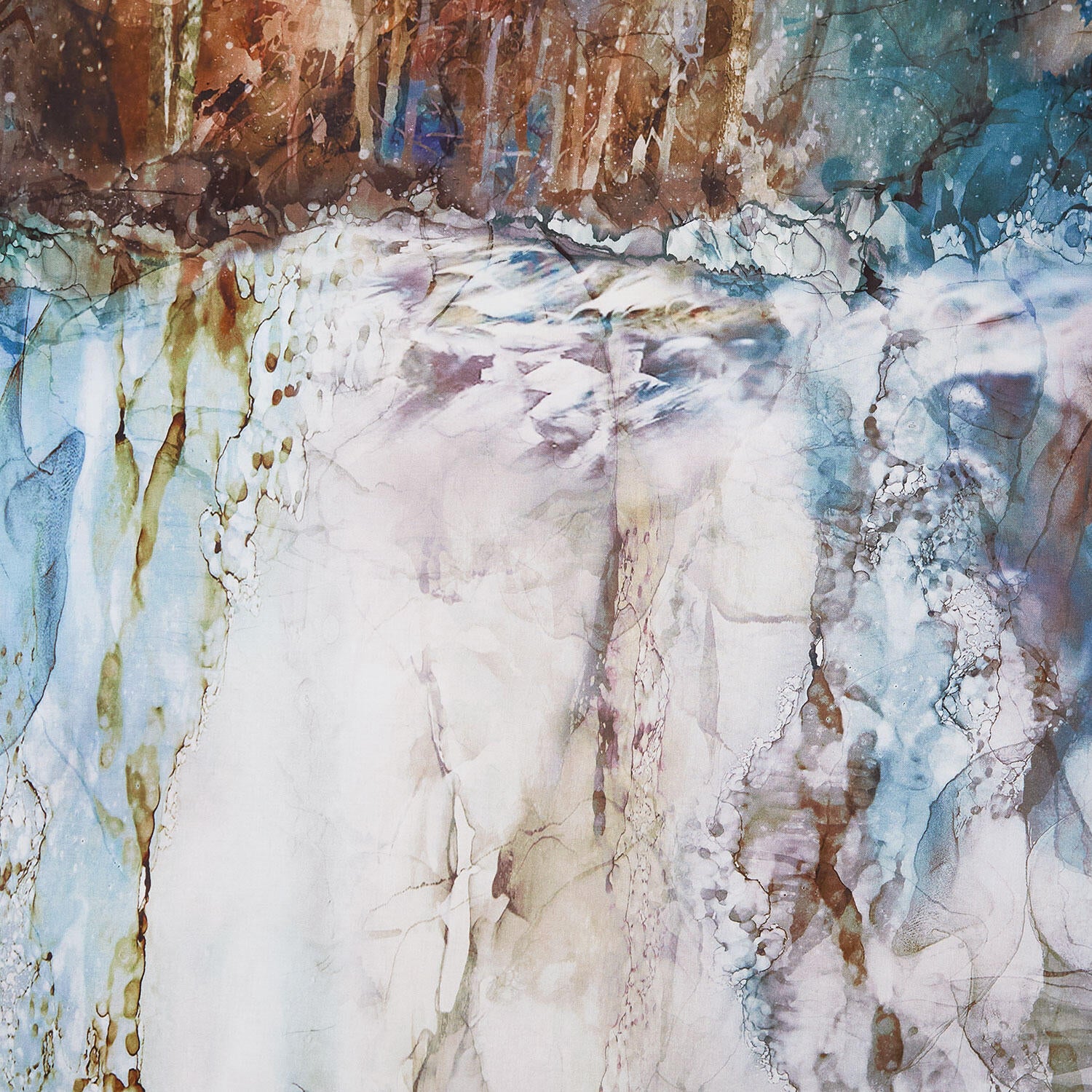 Highland View - Ombre White Multi Digitally Printed Yardage