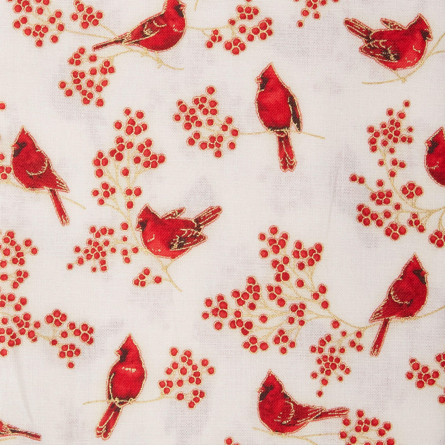Holiday Charms - Birds Ivory Metallic 2 Yard Cut - Image 2
