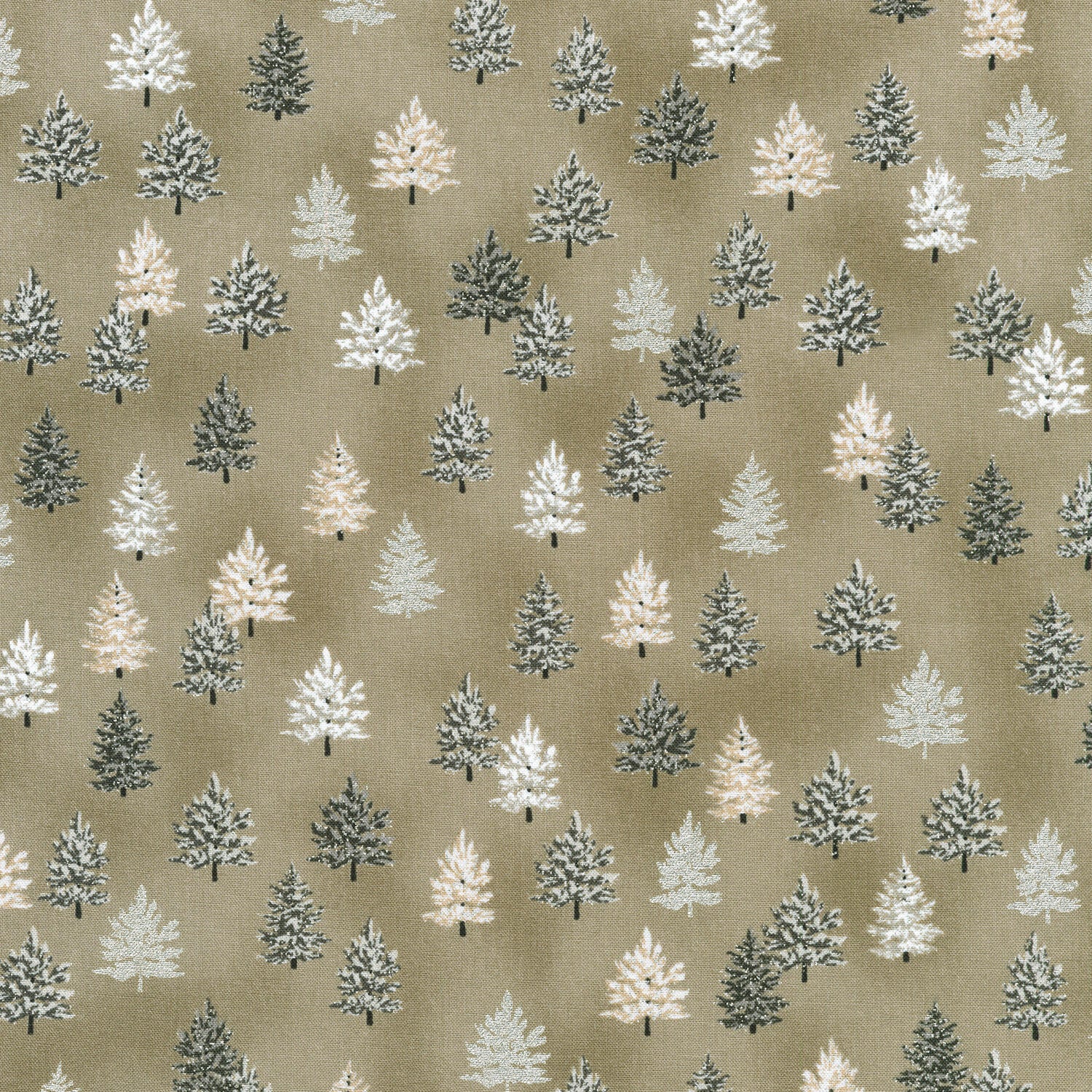 Holiday Charms - Trees Taupe Yardage