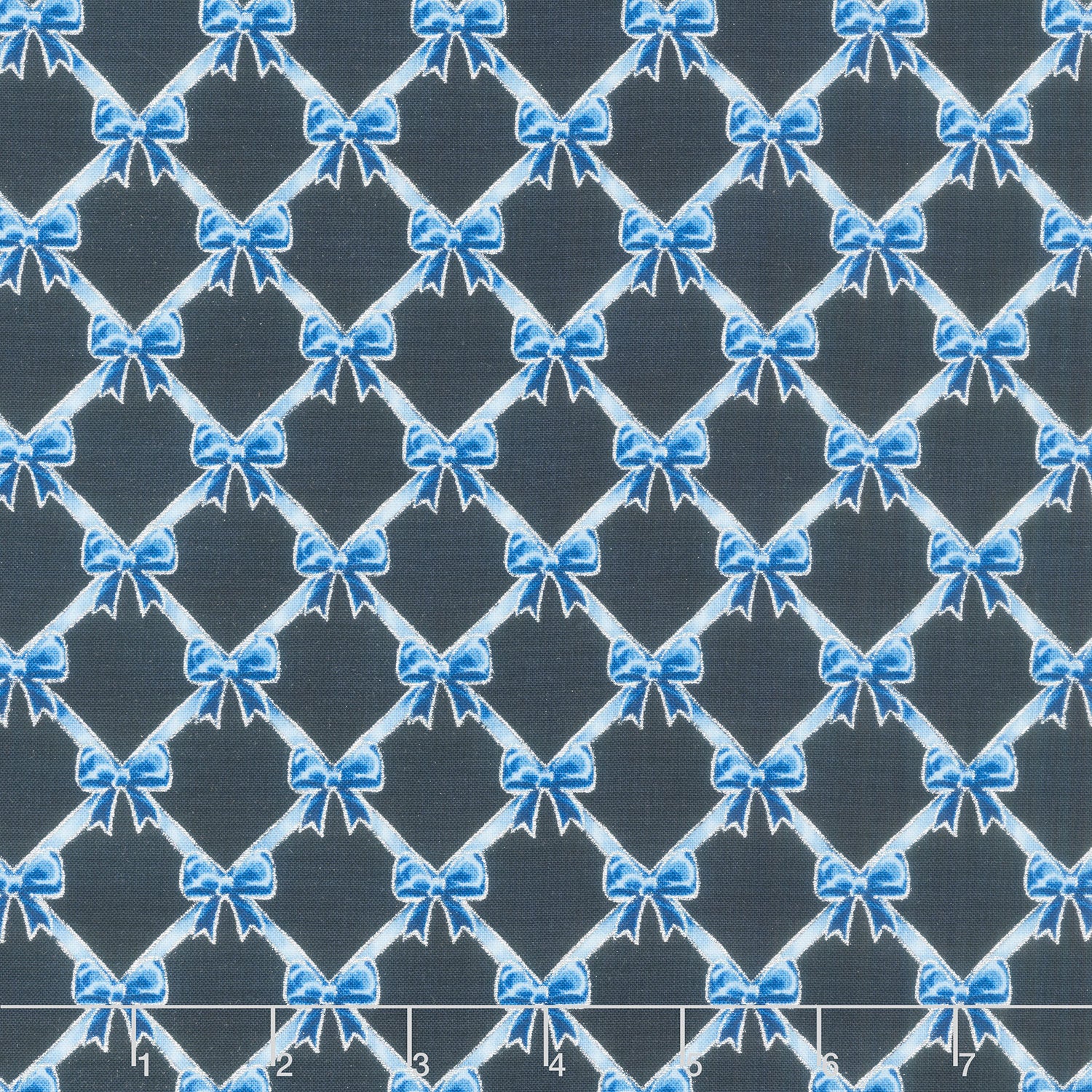 Holiday Flourish - Festive Finery Blue Colorstory Ribbons Navy Metallic Yardage