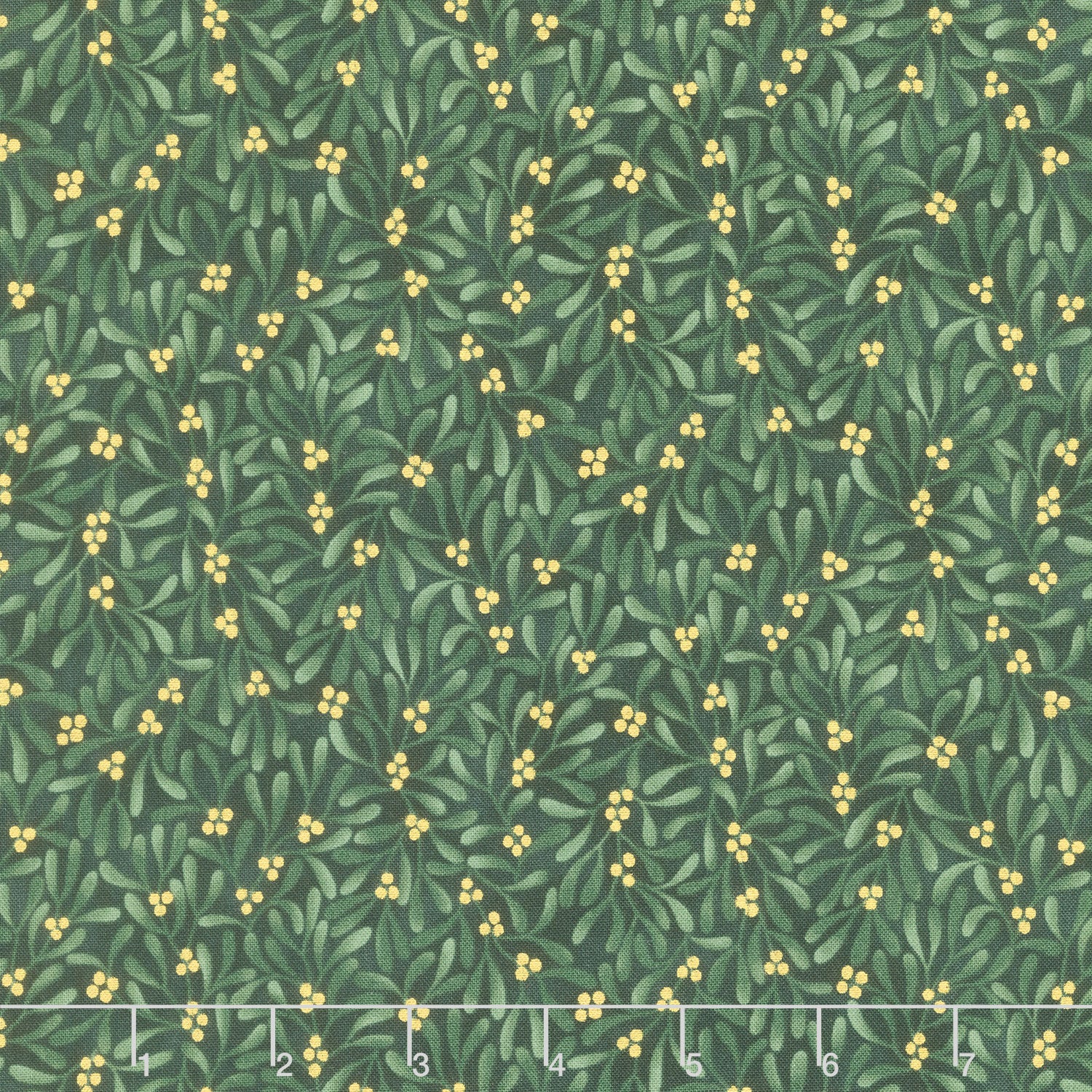 Holiday Flourish - Festive Finery Spearmint Colorstory Leaves Evergreen Metallic Yardage