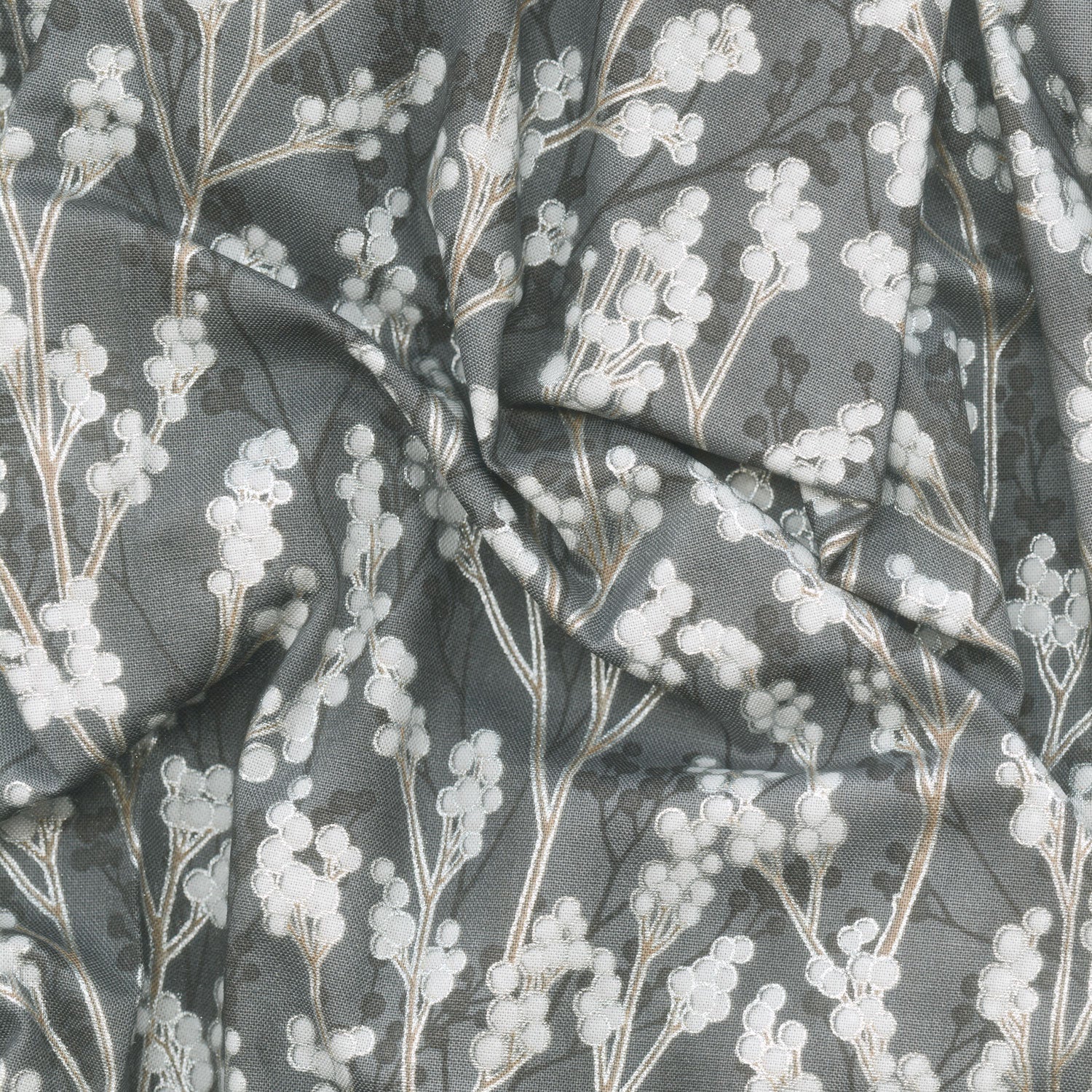 Holiday Flourish - Festive Finery Taupe Colorstory Berries Graphite Metallic Yardage - Image 2