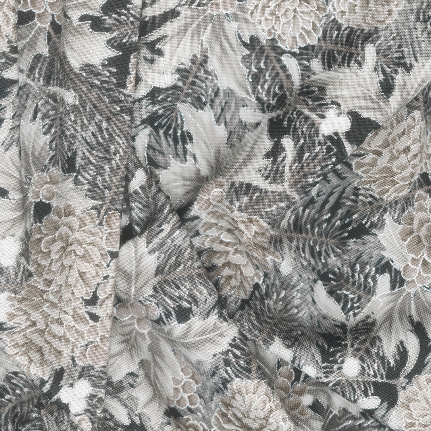 Holiday Flourish - Festive Finery Taupe Colorstory Pinecones Shadow Metallic Yardage - Image 2