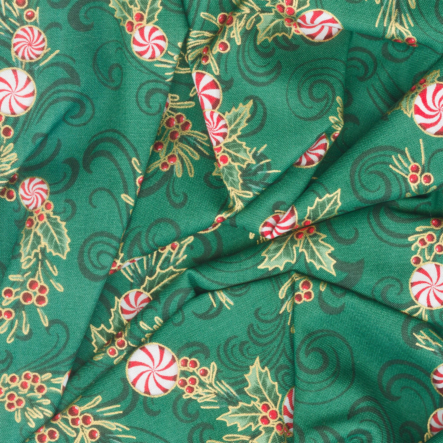 Holiday Flourish Peppermint Twist - Peppermint Candies Pine Metallic Yardage - Image 2