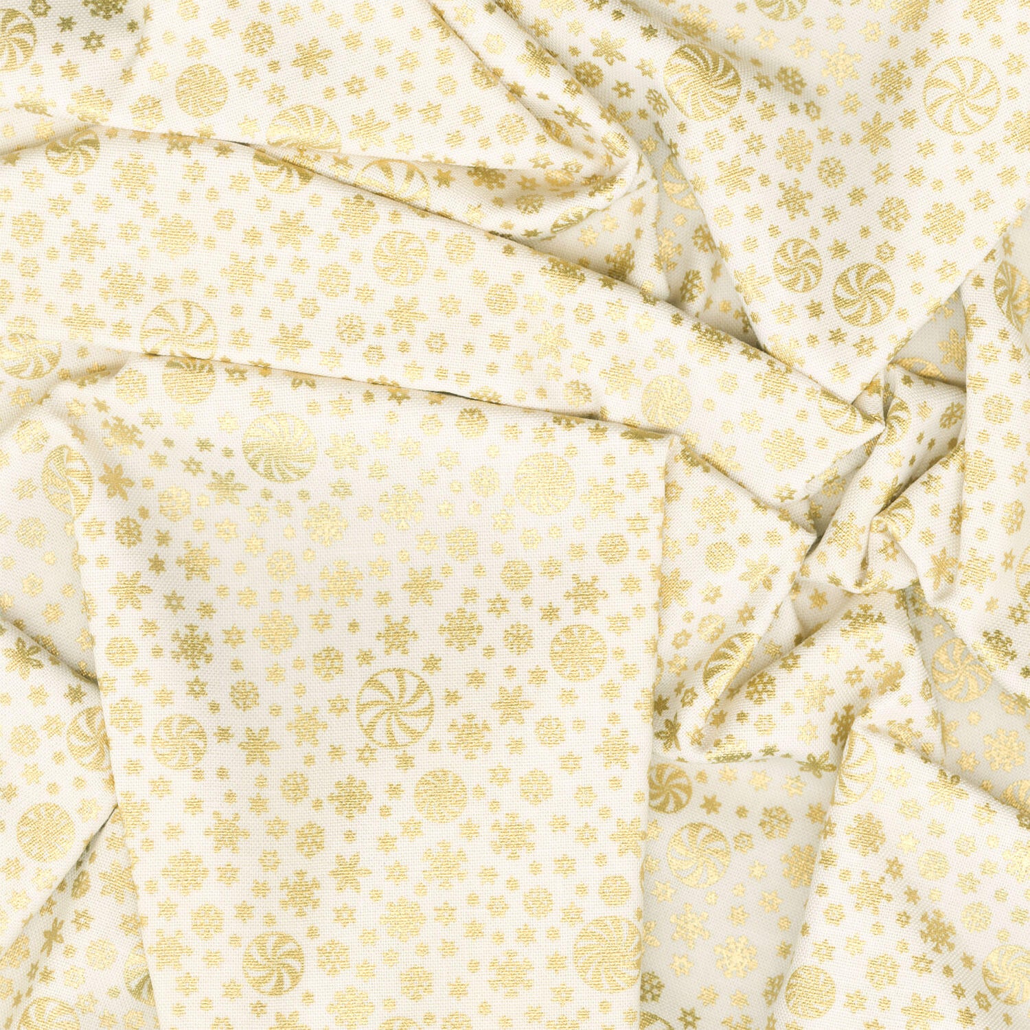 Holiday Flourish - Peppermint Twist Snowflakes Vanilla Metallic Yardage - Image 2