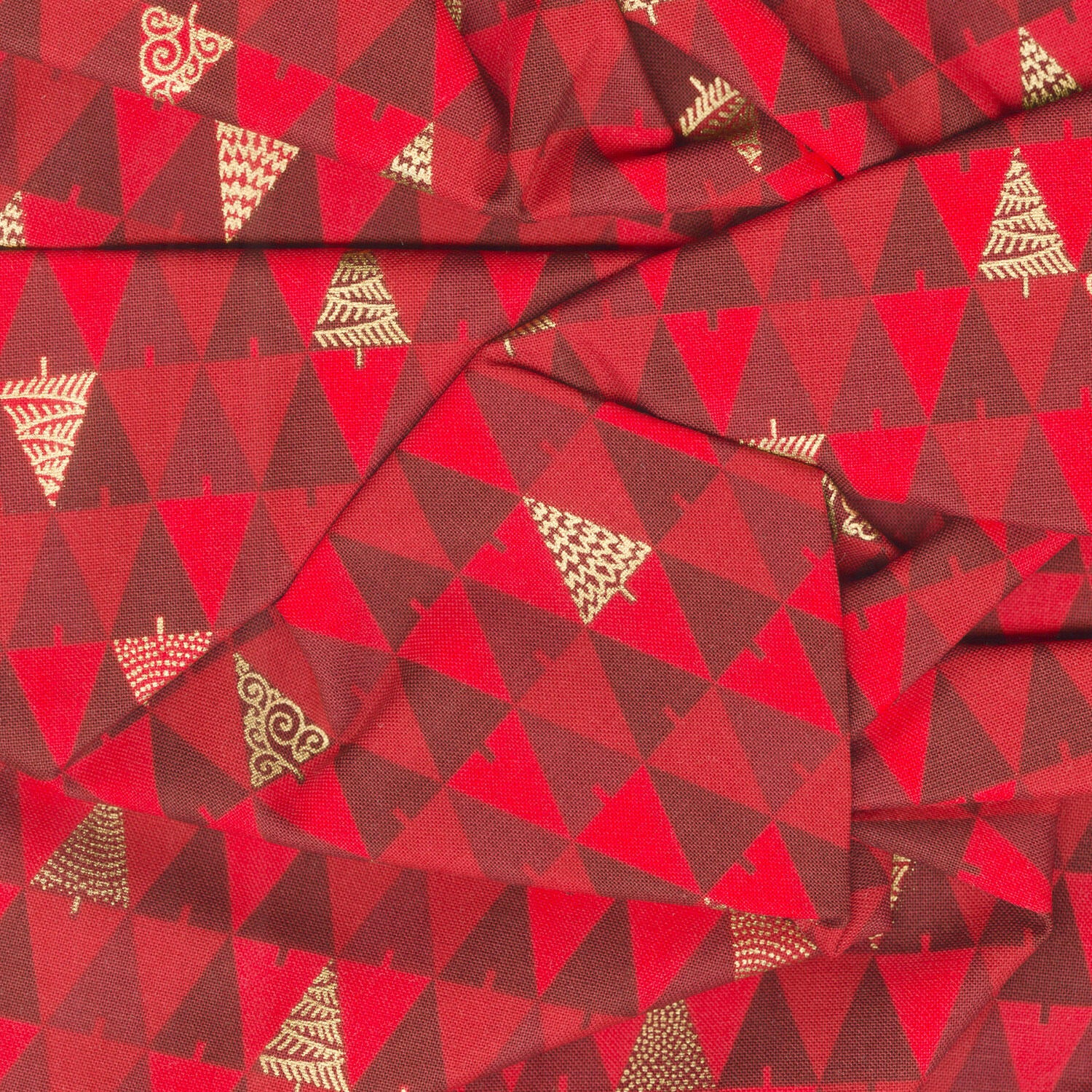 Holiday Flourish - Peppermint Twist Triangles Crimson Metallic Yardage - Image 2