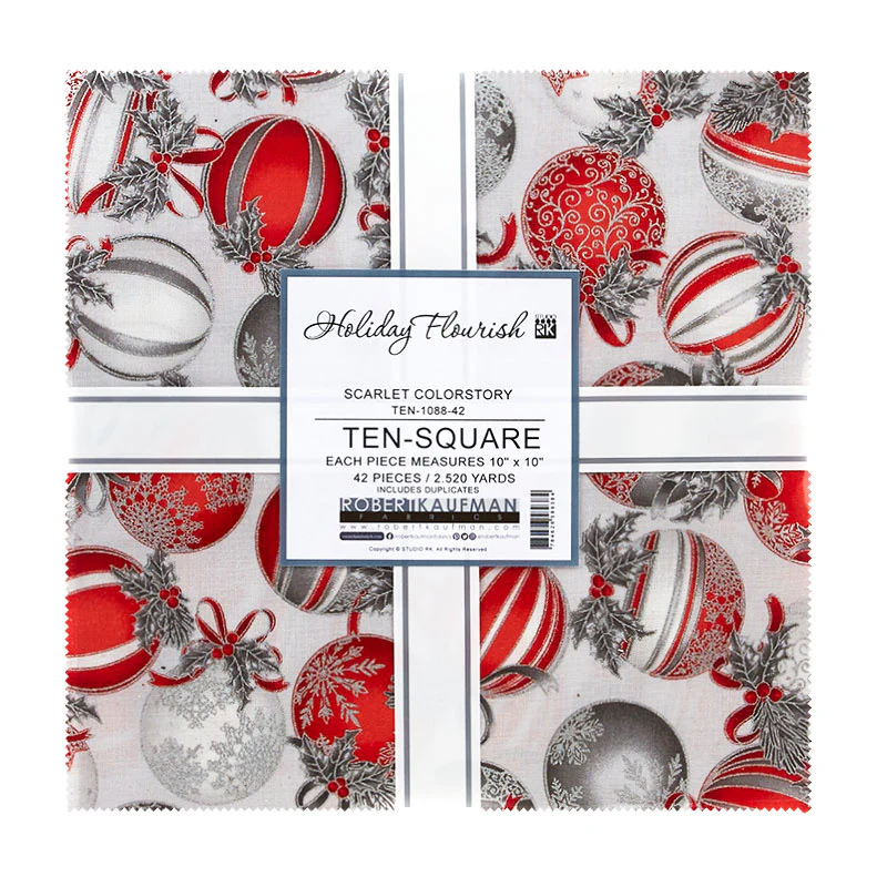 Holiday Flourish Scarlet Metallic Ten Squares - Image 2