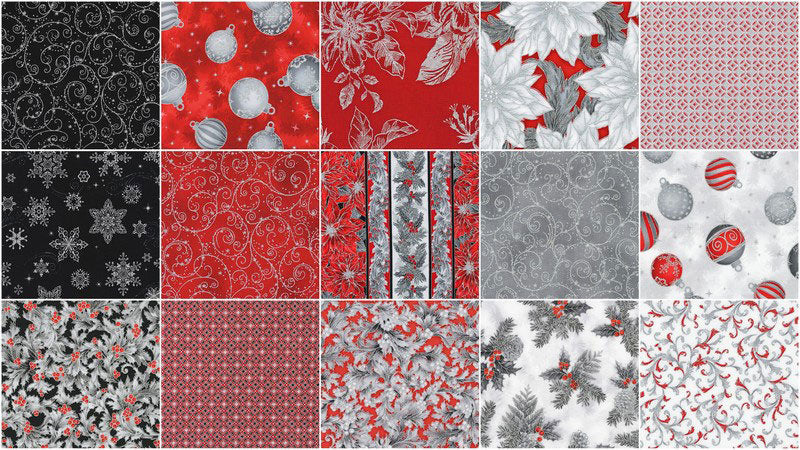 Holiday Flourish Scarlet Metallic Ten Squares - Image 3
