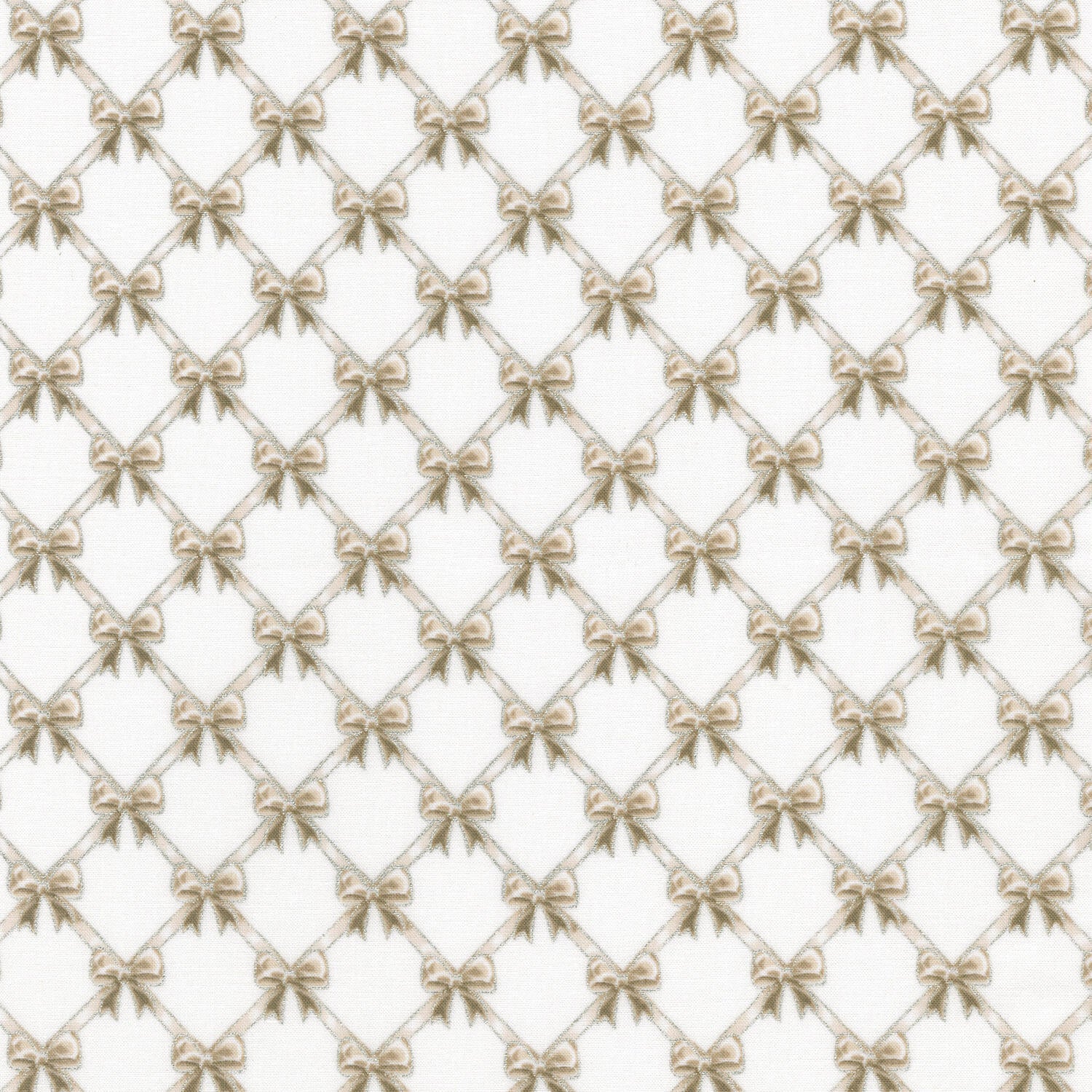 Holiday Flourish - Festive Finery Bows Blanc Yardage