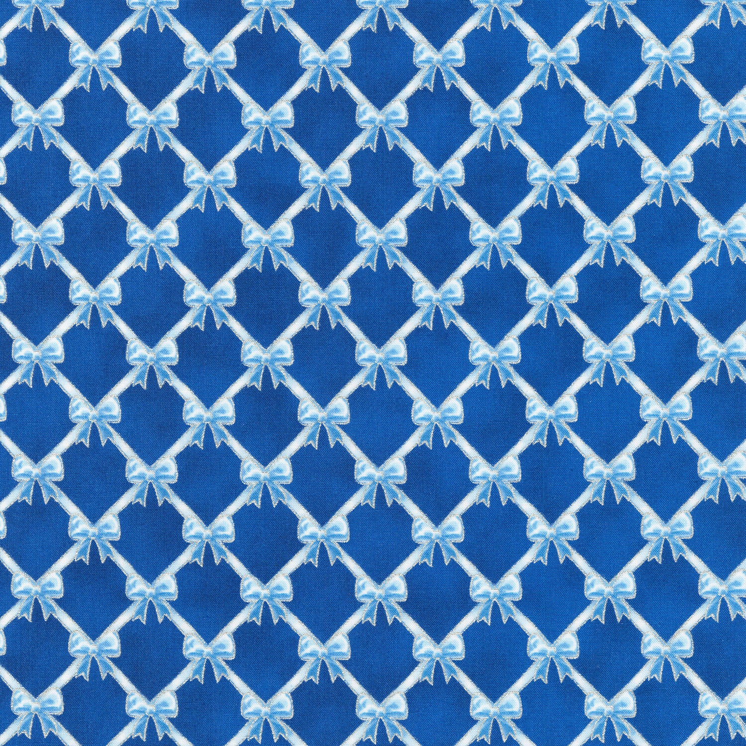 Holiday Flourish - Festive Finery Bows Blue Yardage