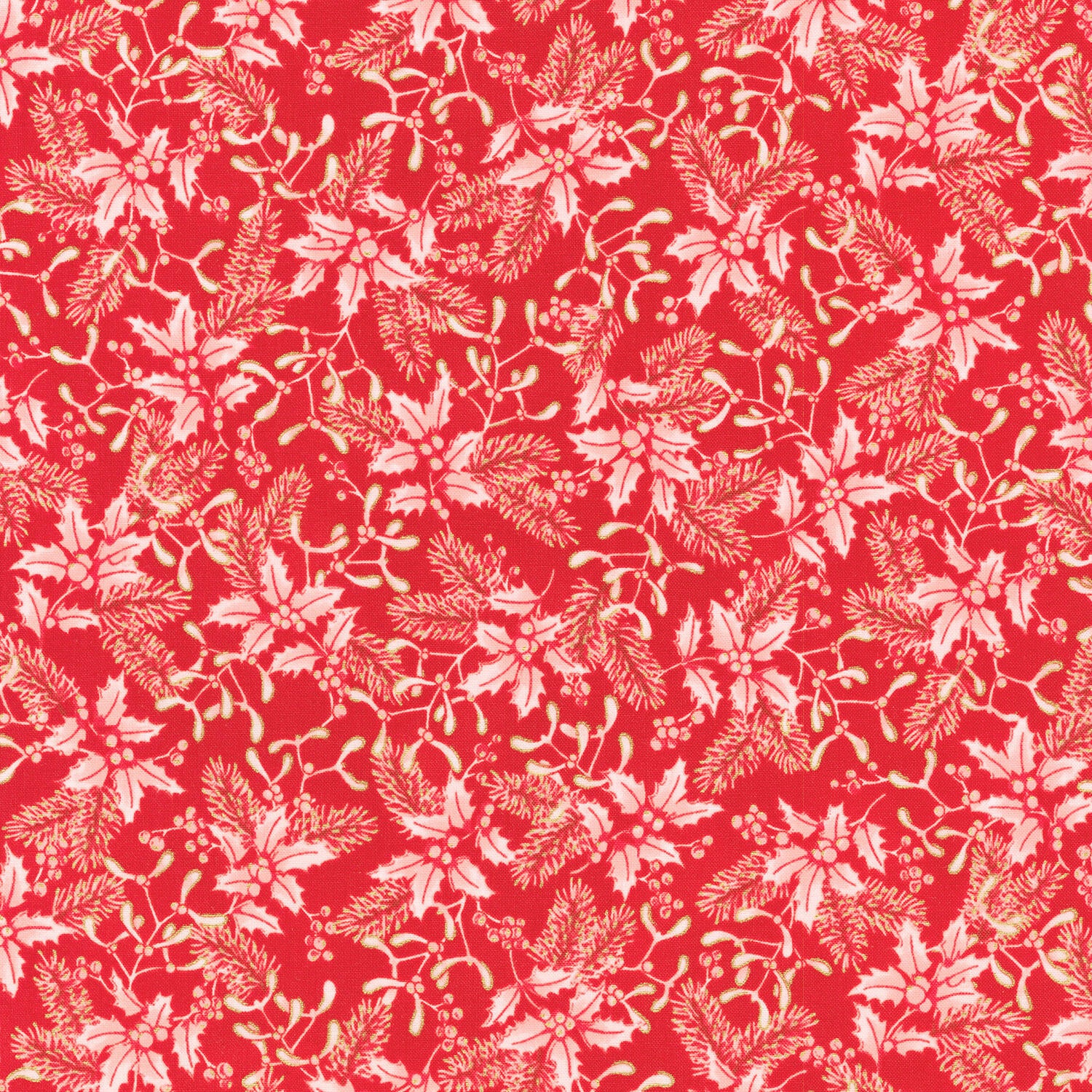 Holiday Flourish - Festive Finery Holly Candy Cane Yardage