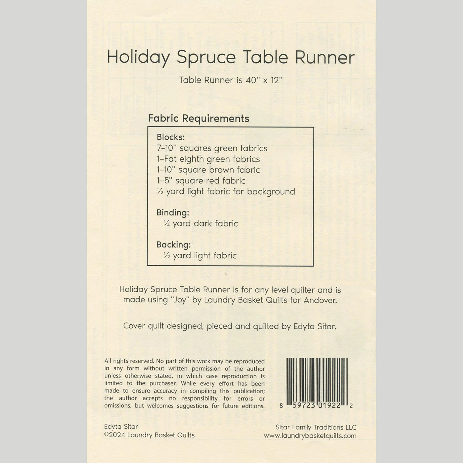 Holiday Spruce Table Runner Pattern - Image 2