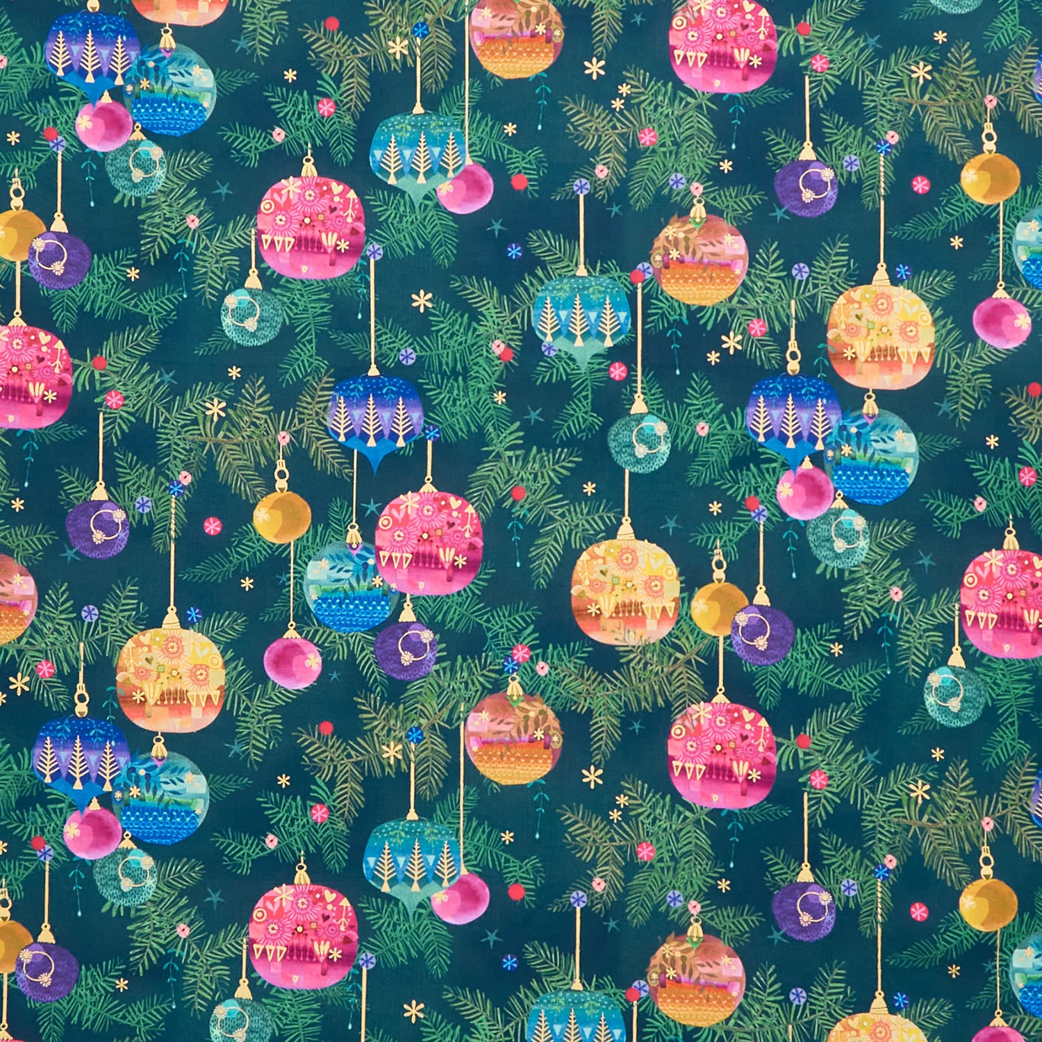 Holy Night - Ornaments Spruce Metallic Yardage