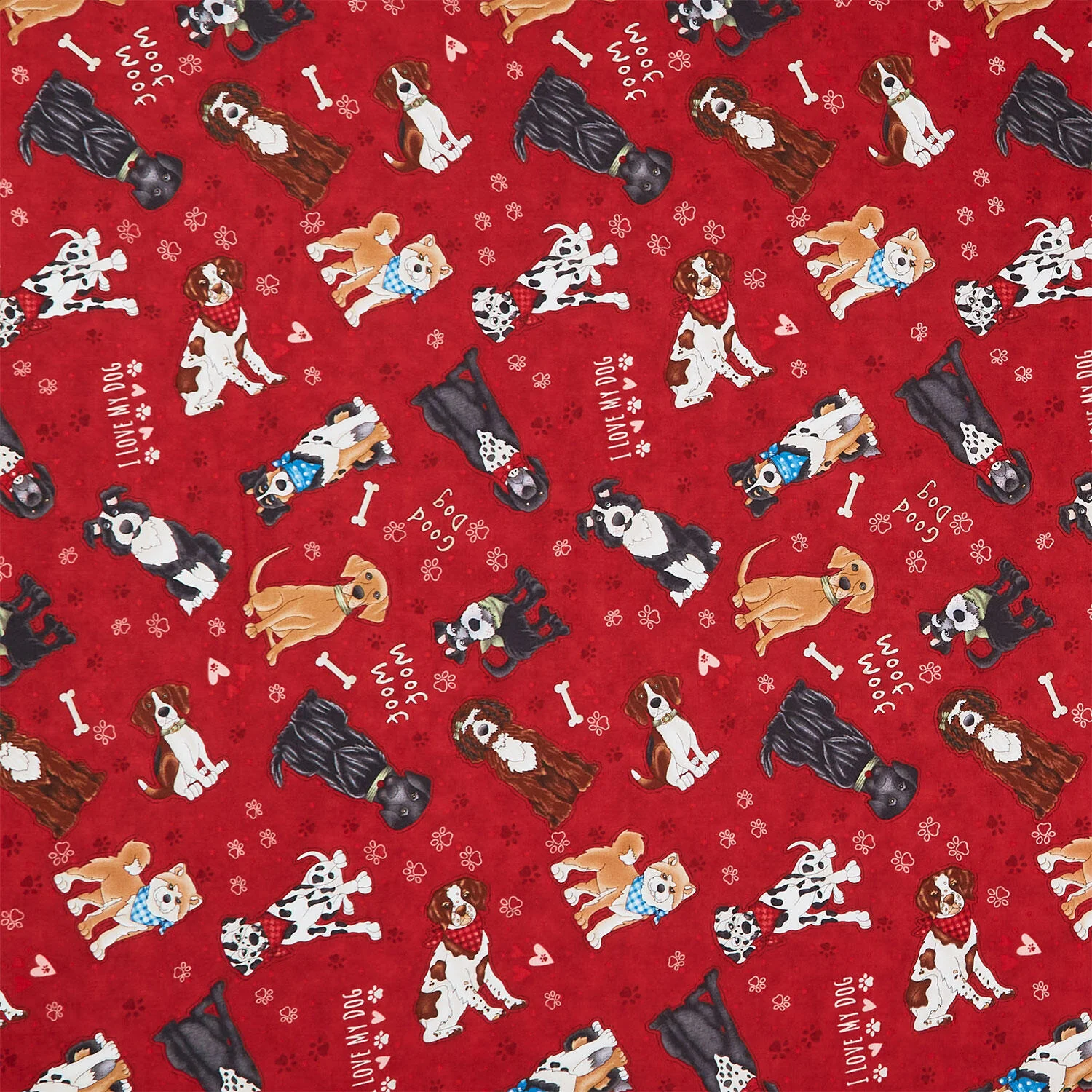 Home is Where the Dogs Is - Medium Dogs Red Yardage