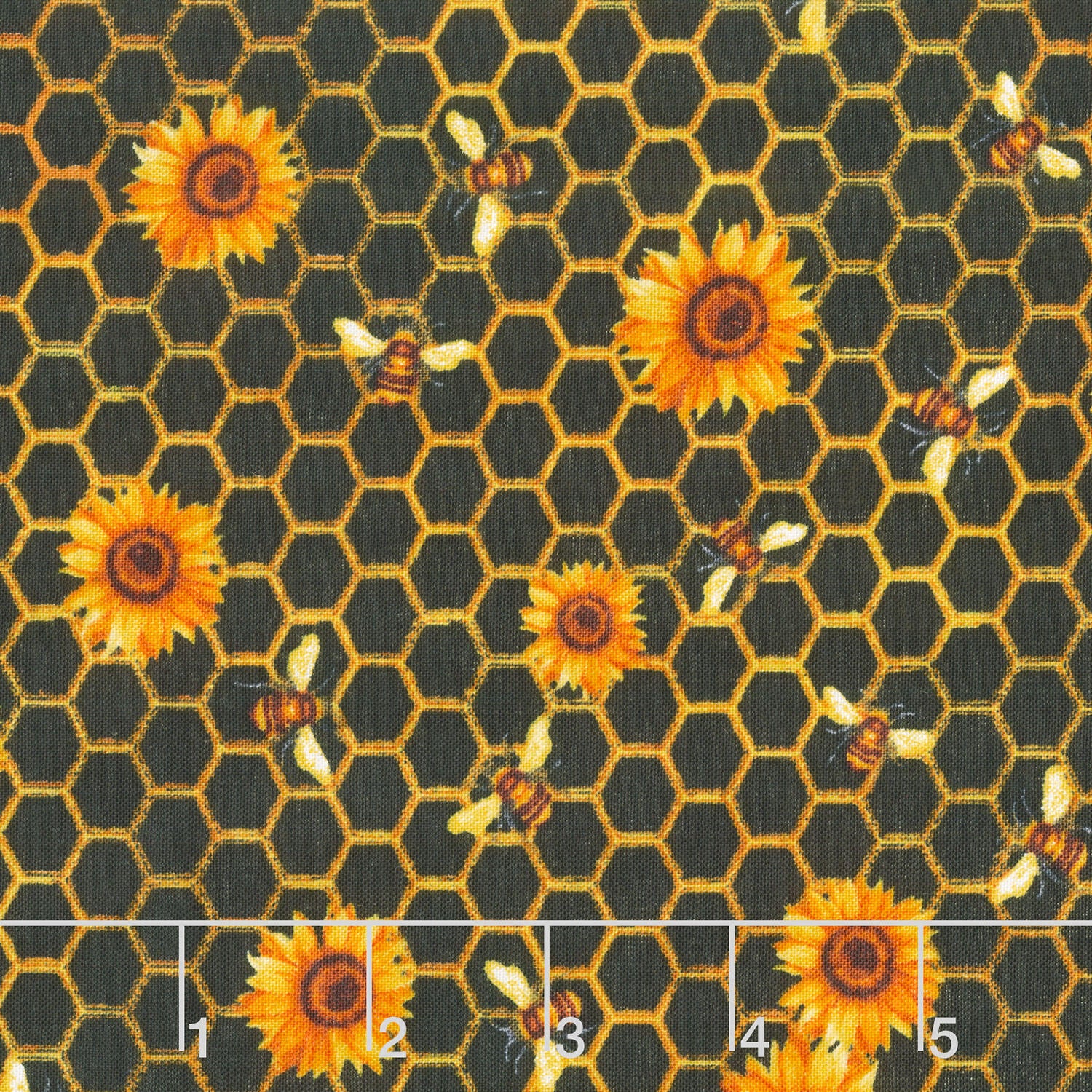 Honeycomb Florals Black Yardage