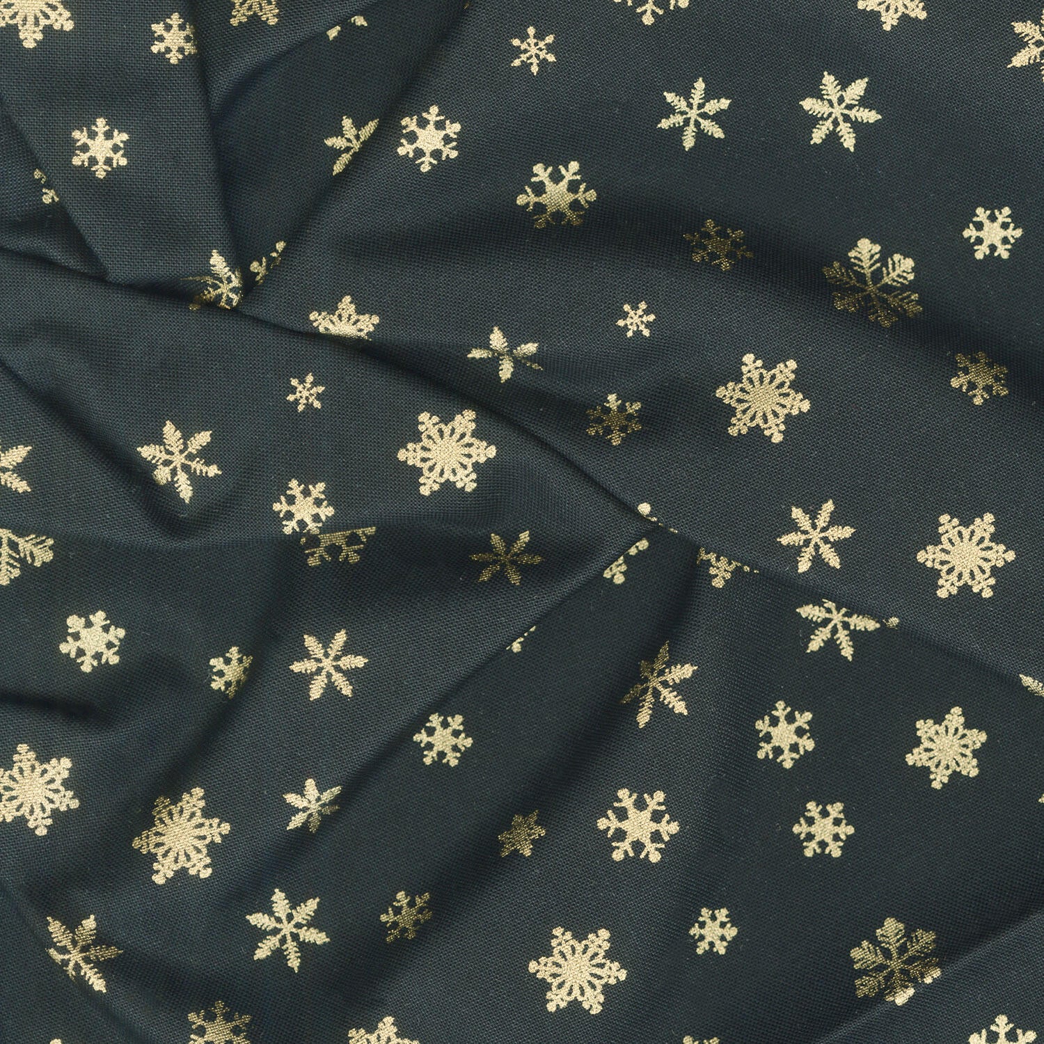 ICE - Metallic Snowflakes Black Yardage - Image 2