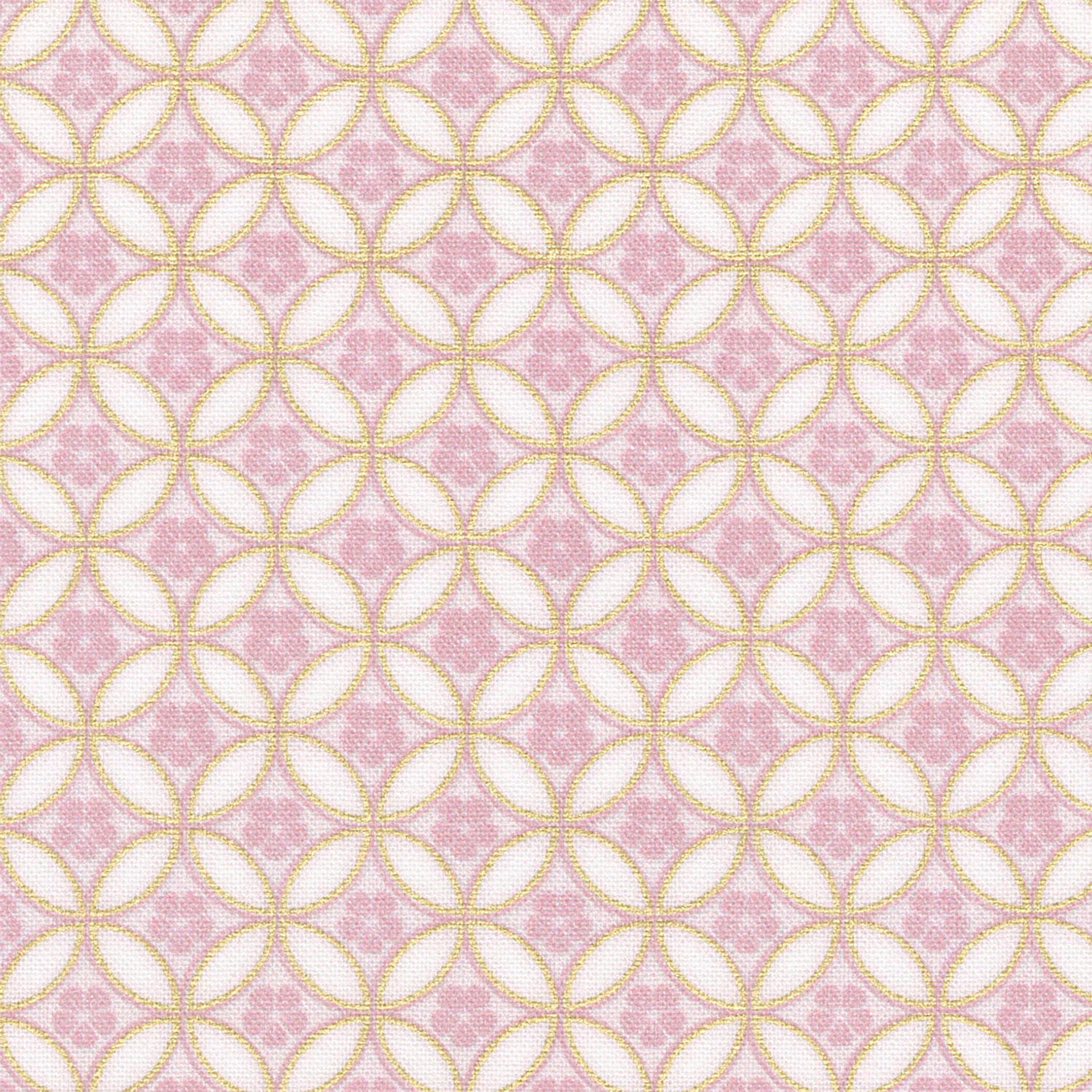 Imperial Collections - Graceful Cranes Blossom Circle Pearl Metallic Pink Yardage - Image 2