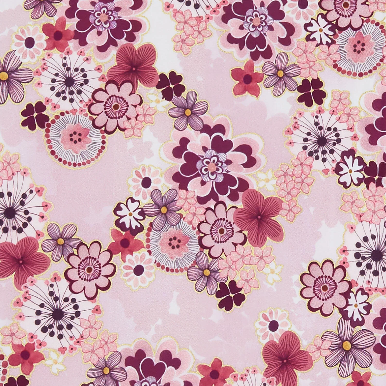 Imperial Collections - Graceful Cranes Decorative Floral Pearl Pink Metallic Yardage - Image 2