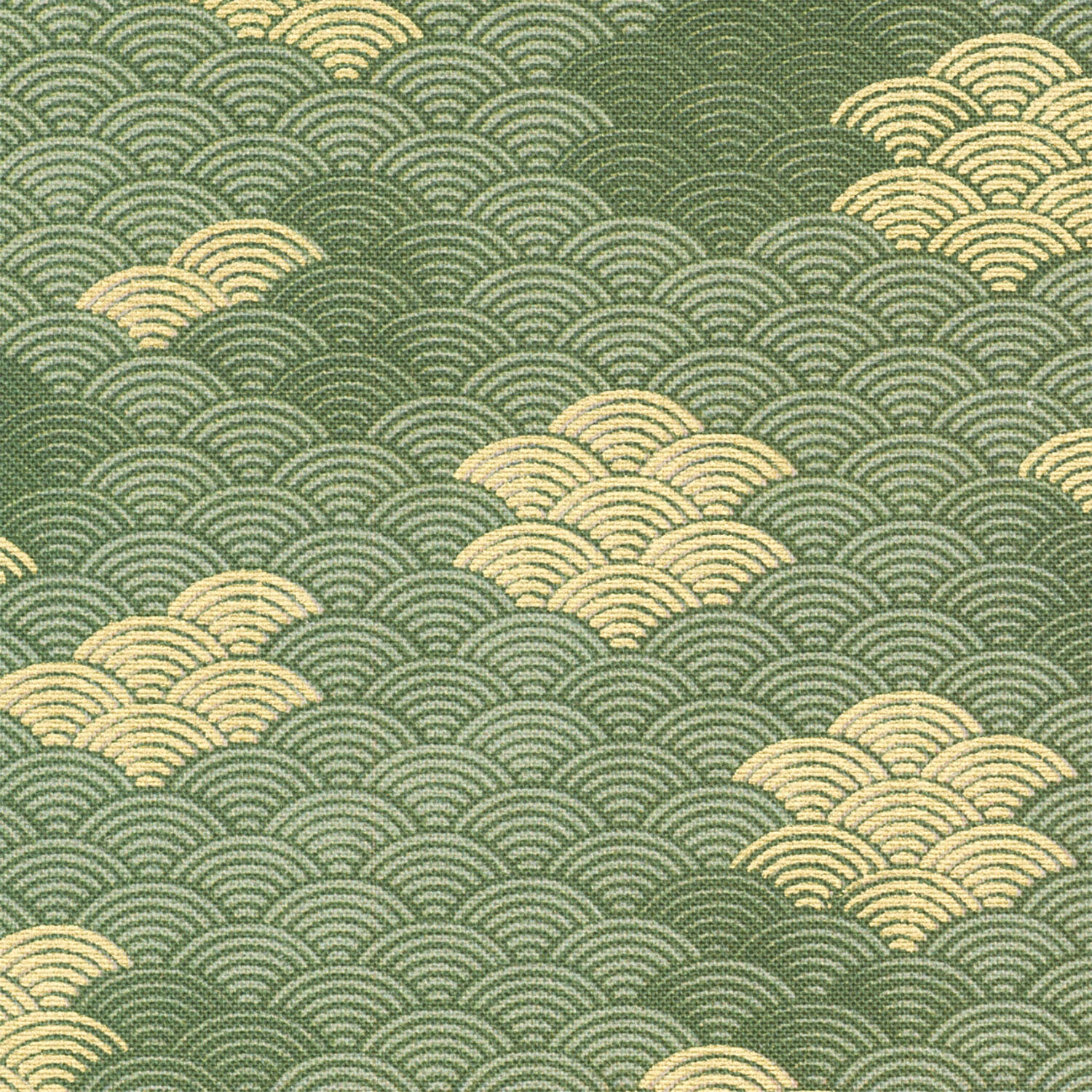 Imperial Collections - Graceful Cranes Waves Moss Metallic Yardage - Image 2