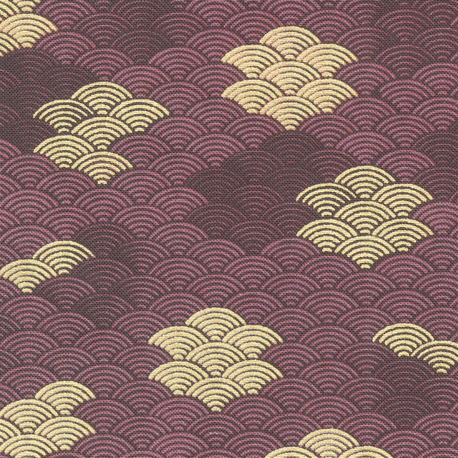 Imperial Collections - Graceful Cranes Waves Plum Metallic Yardage - Image 2