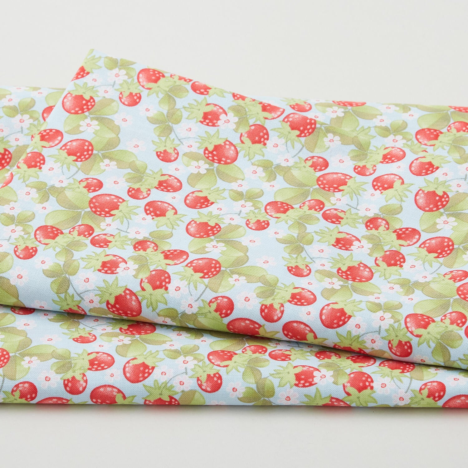 In the Thicket - Strawberries Light Blue 2 Yard Cut