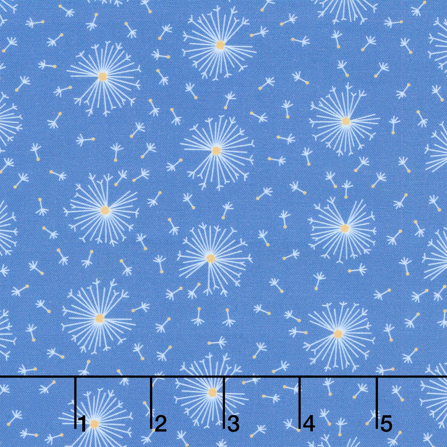 Ingrid's Wildflowers - Dandelions Blue Yardage