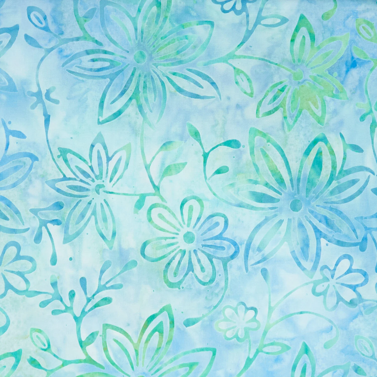 Java Batiks - Aegean Flowers Turquoise 2 Yard Cut - Image 2
