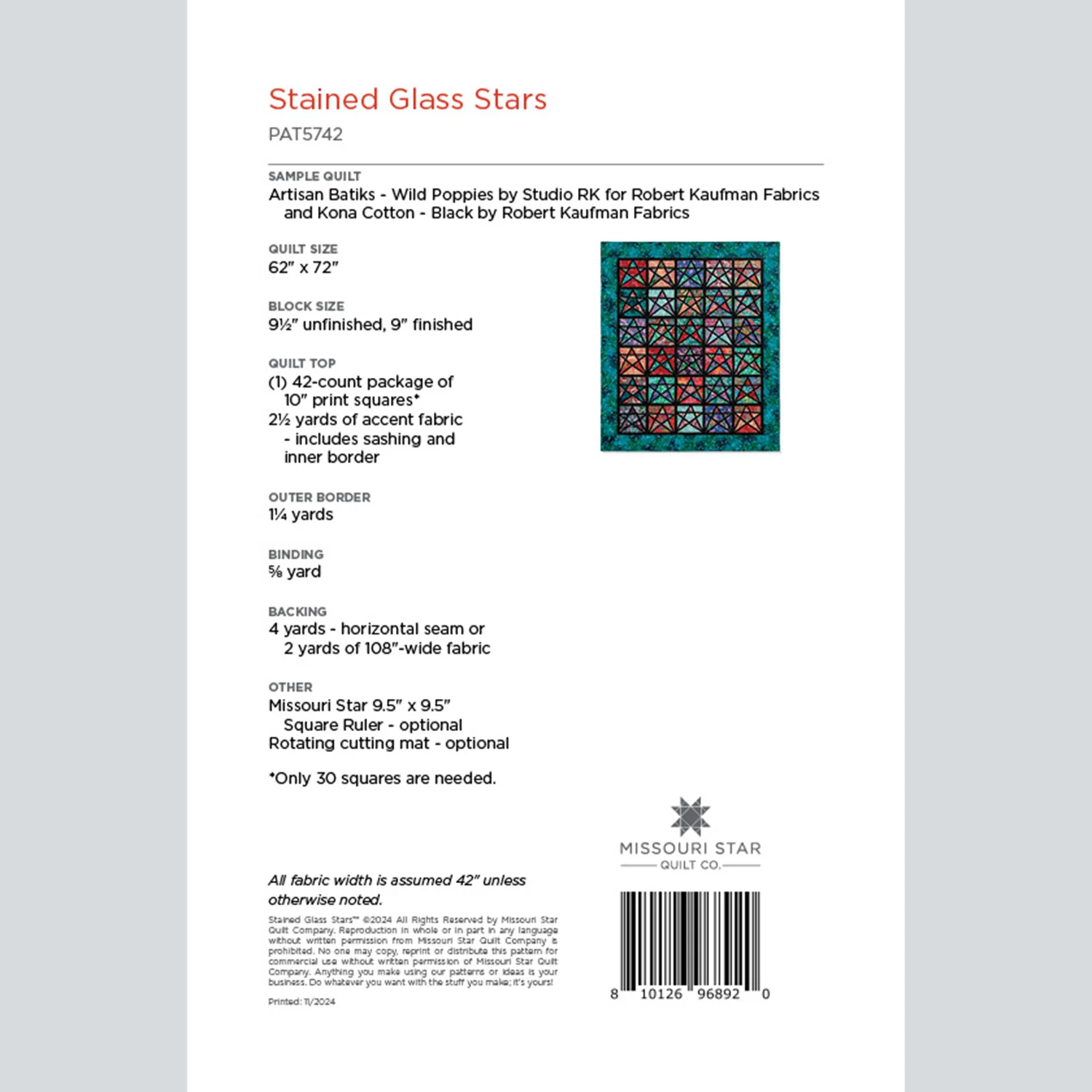 Jenny's Stained Glass Stars Quilt Pattern by Missouri Star - Image 2