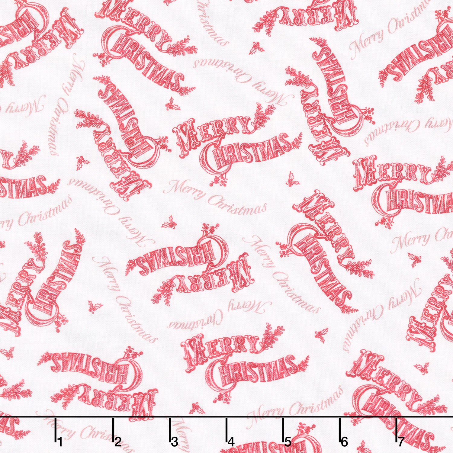 Jolly Christmas - Merry Christmas Ivory Red Cotton Yardage