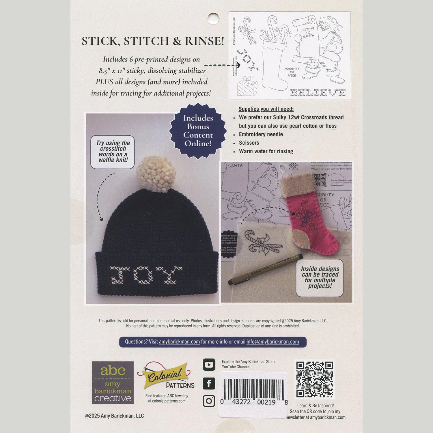 Jolly Santa Stick & Stitch Embroidery- Believe Collection - Image 2